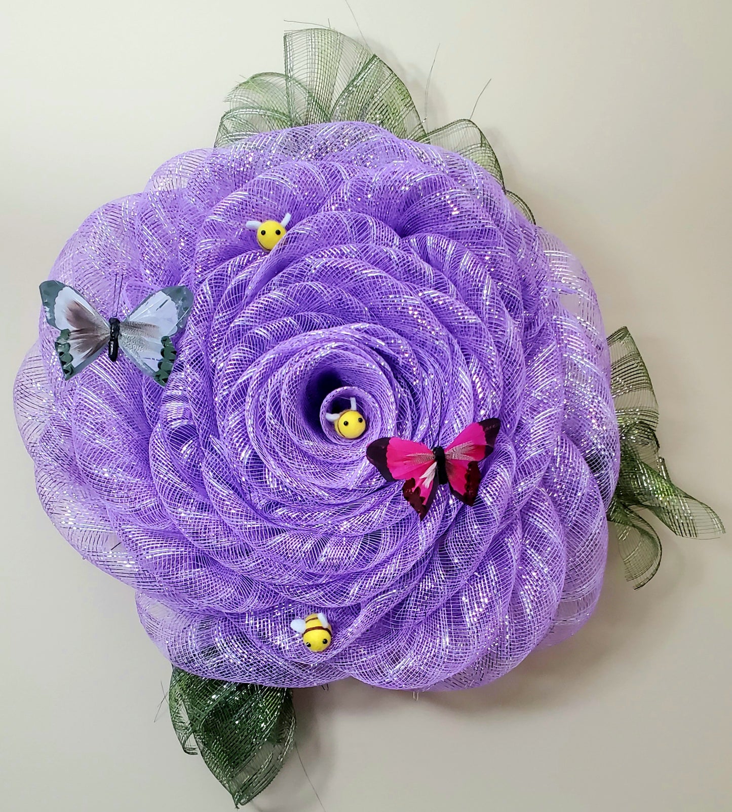 Summer Radiance – Purple Petal Wreath with Butterflies & Bees