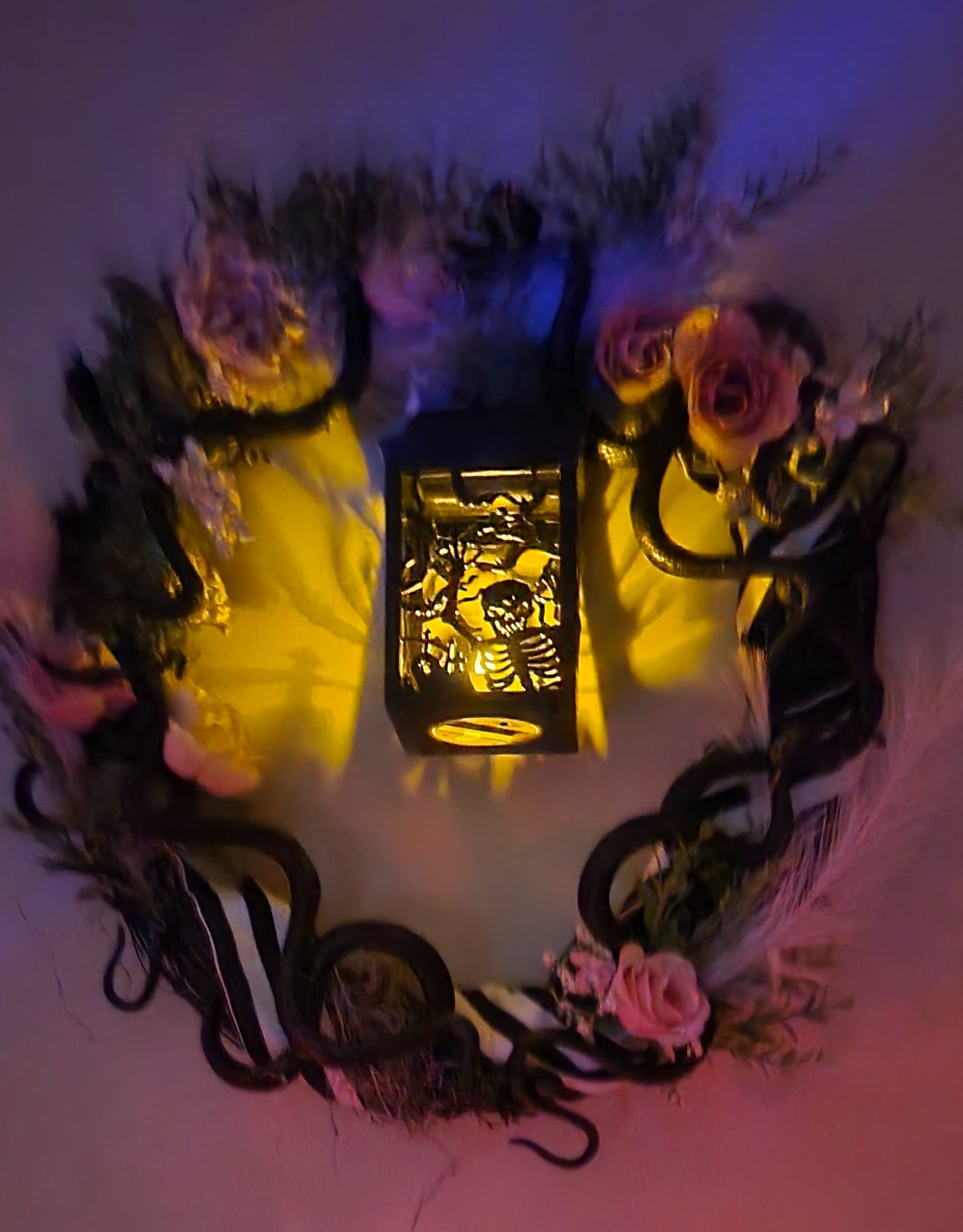 Captivating Pink Snake Charm Halloween Wreath