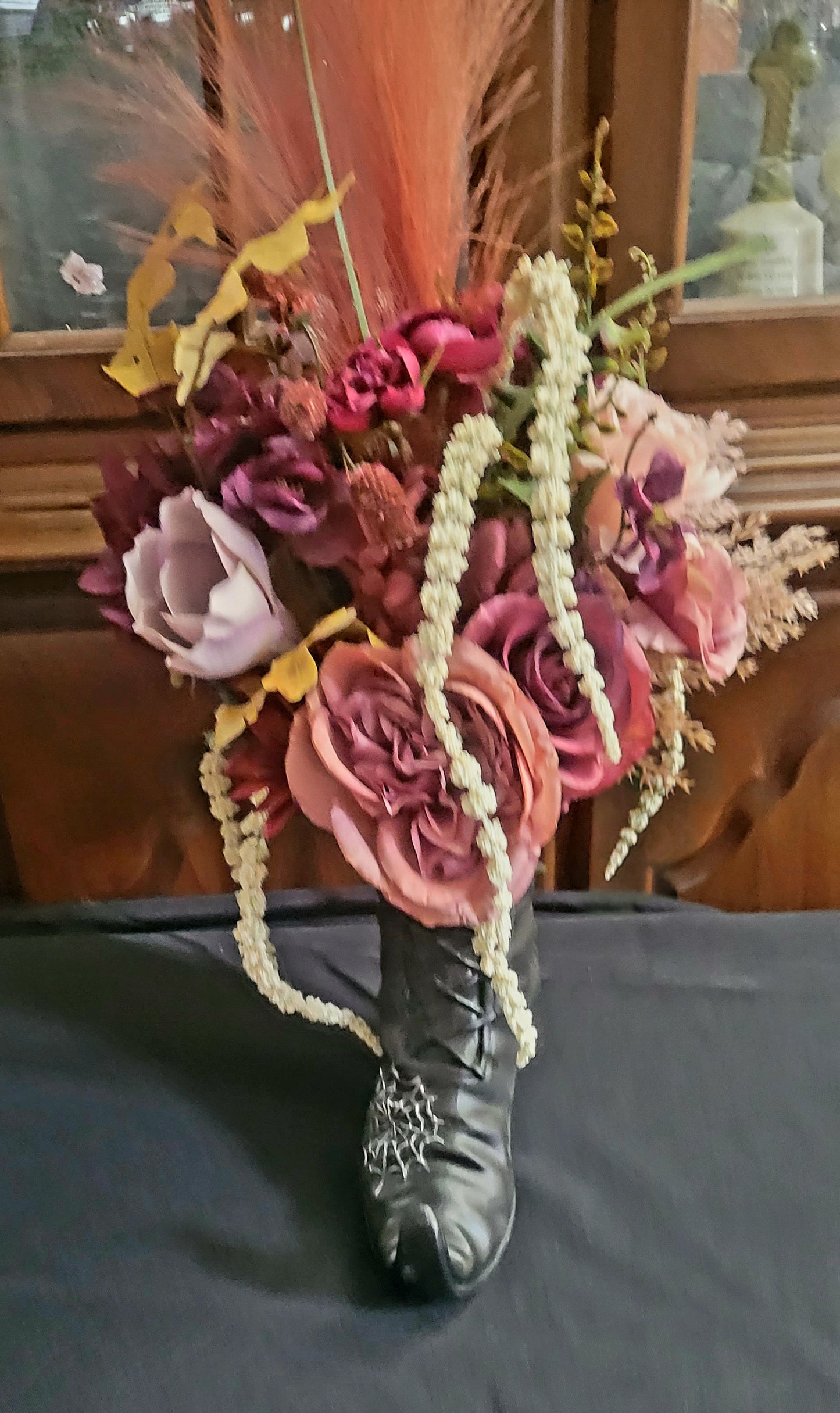 Red Floral Witch Boot