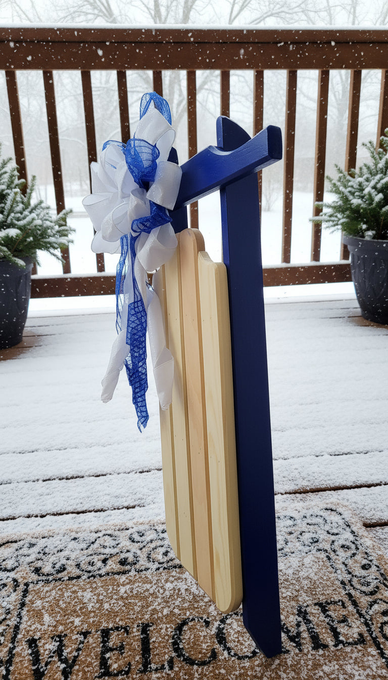 Blue Winter Elegance Sled Decor Sled