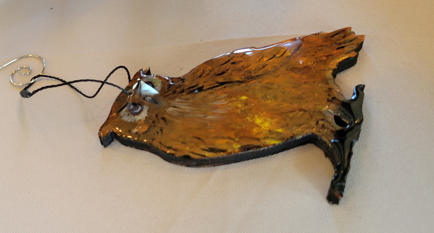 Owl About Autumn: Hand-Painted Owl Ornament, Handmade