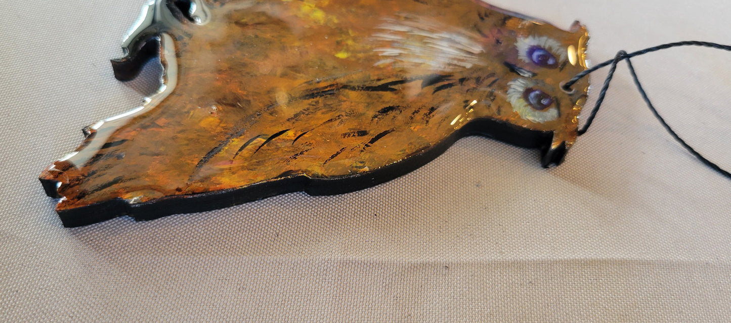Owl About Autumn: Hand-Painted Owl Ornament, Handmade