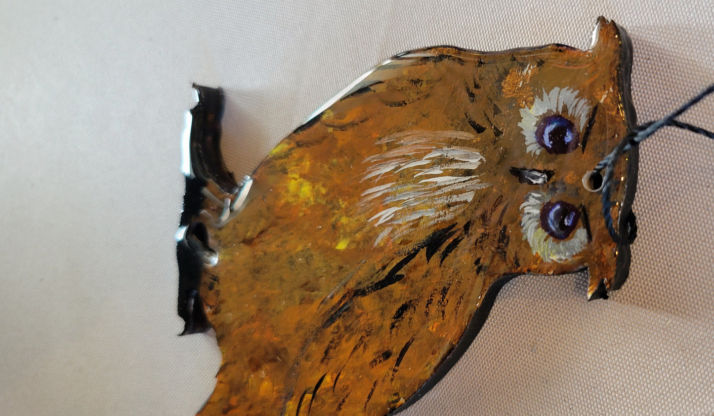 Owl About Autumn: Hand-Painted Owl Ornament, Handmade