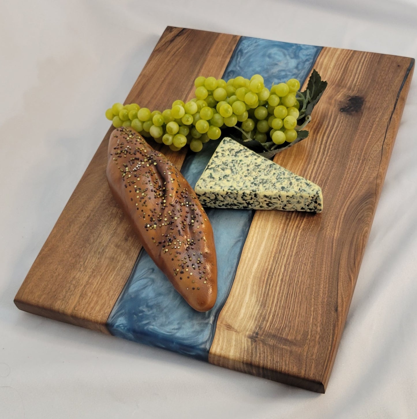 Ocean Breeze Handmade Black Walnut Charcuterie Board with Blue Epoxy River