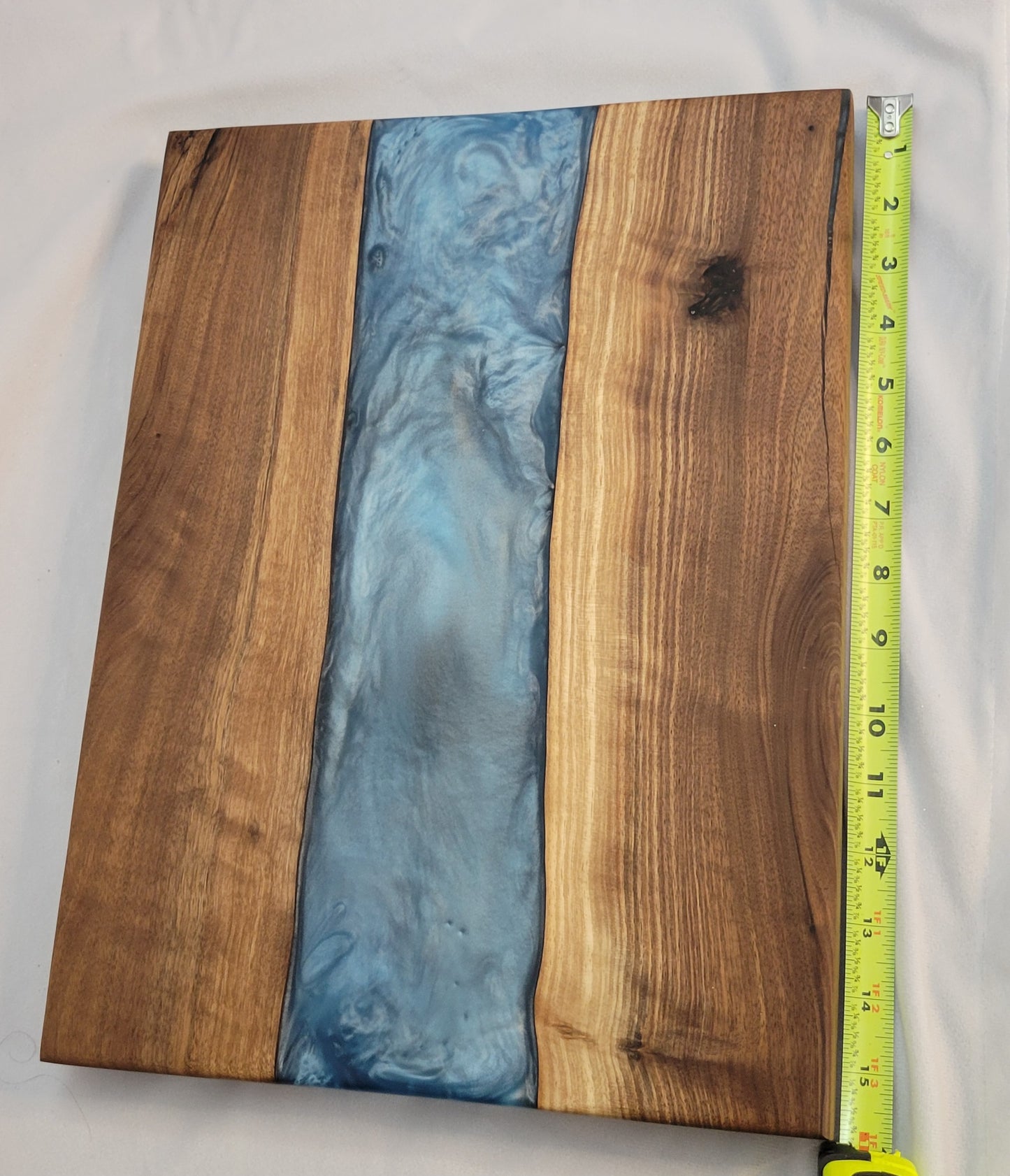 Ocean Breeze Handmade Black Walnut Charcuterie Board with Blue Epoxy River