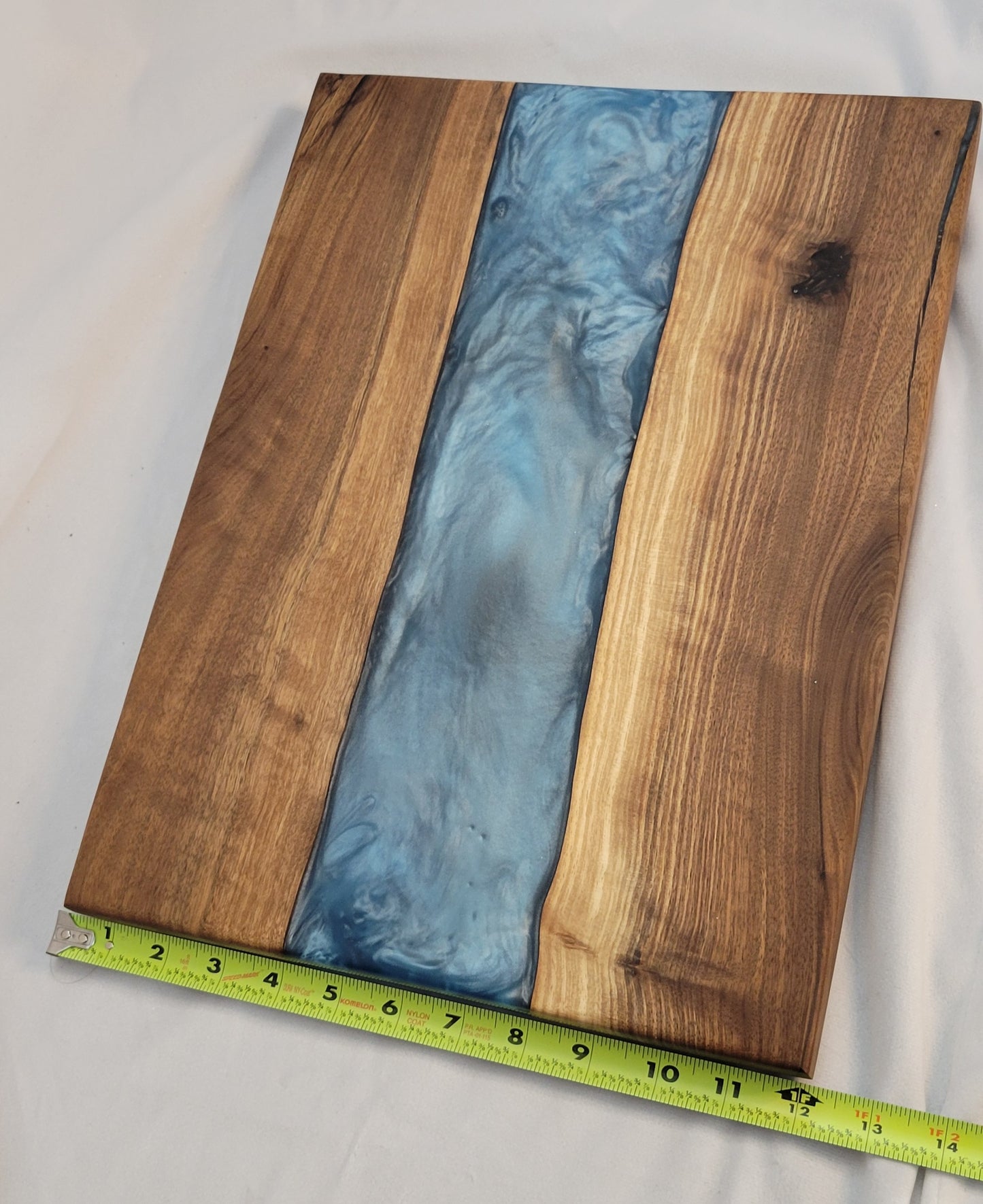 Ocean Breeze Handmade Black Walnut Charcuterie Board with Blue Epoxy River