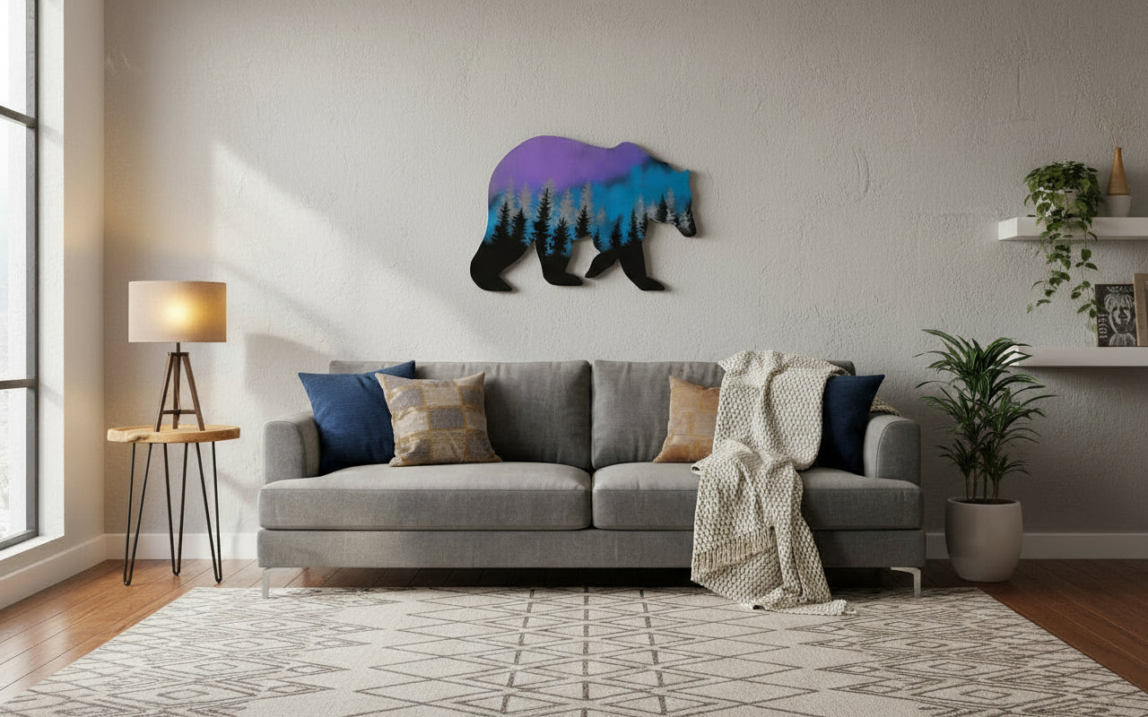 Roaming the Northern Lights!-Aurora Borealis Bear Handmade –