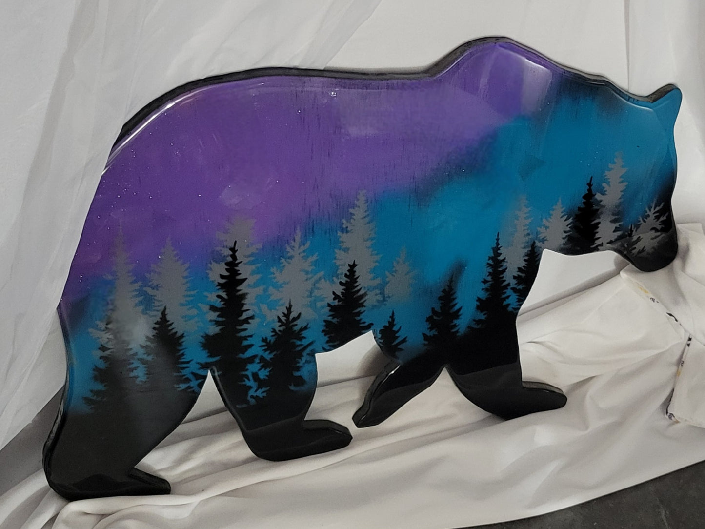 Roaming the Northern Lights!-Aurora Borealis Bear Handmade –