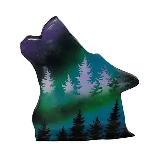 The Howling Beauty: Aurora Borealis Wolf Head Handmade