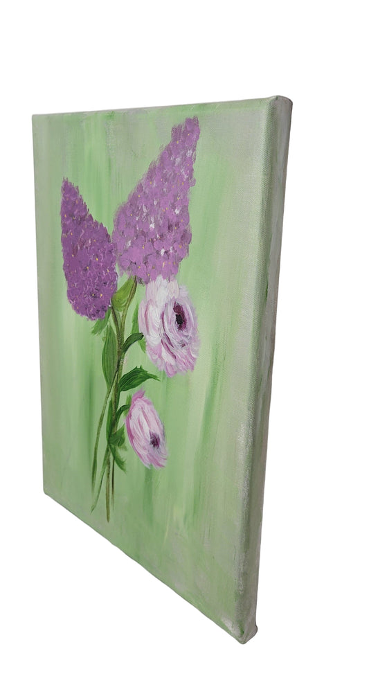 Whispers of Lilac – Hand Painted Lilacs & Peonies Canvas Art