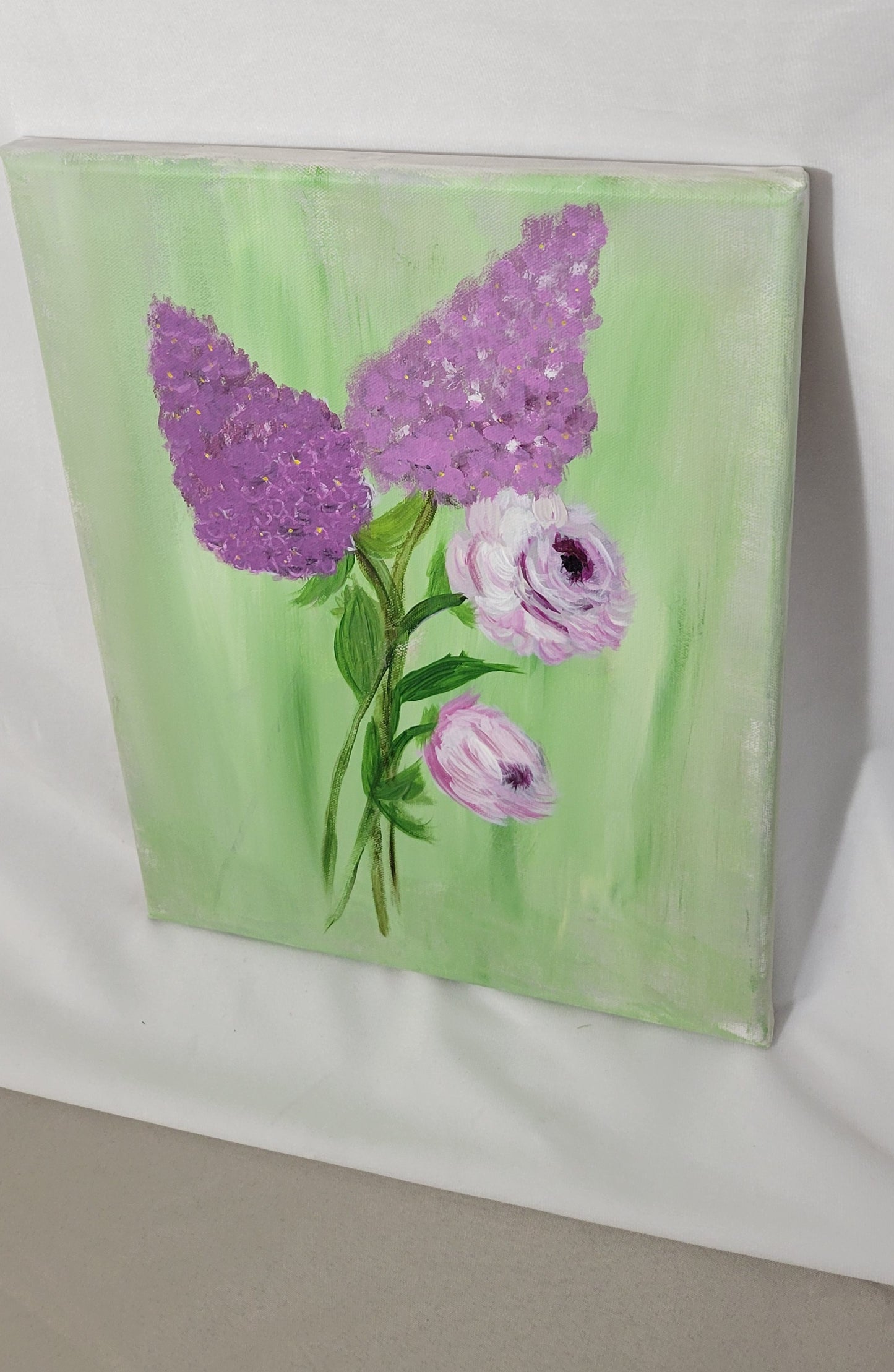 Whispers of Lilac – Hand Painted Lilacs & Peonies Canvas Art