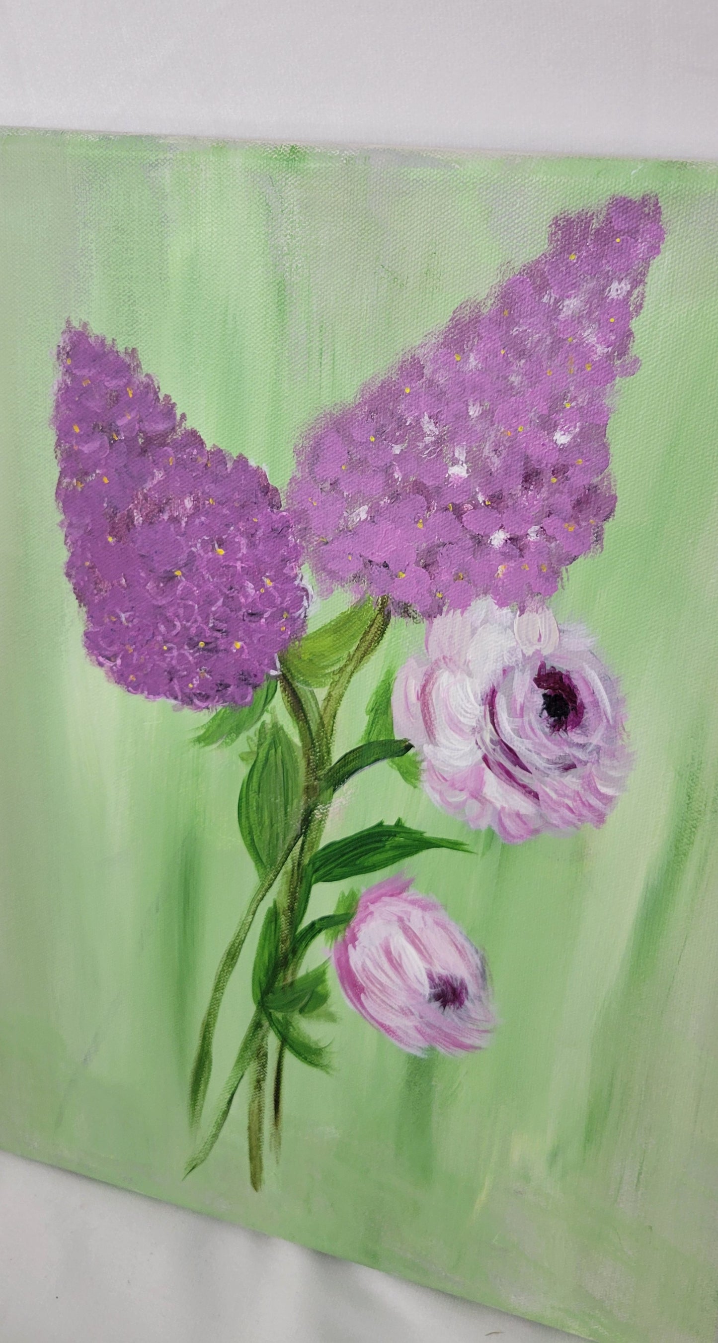 Whispers of Lilac – Hand Painted Lilacs & Peonies Canvas Art