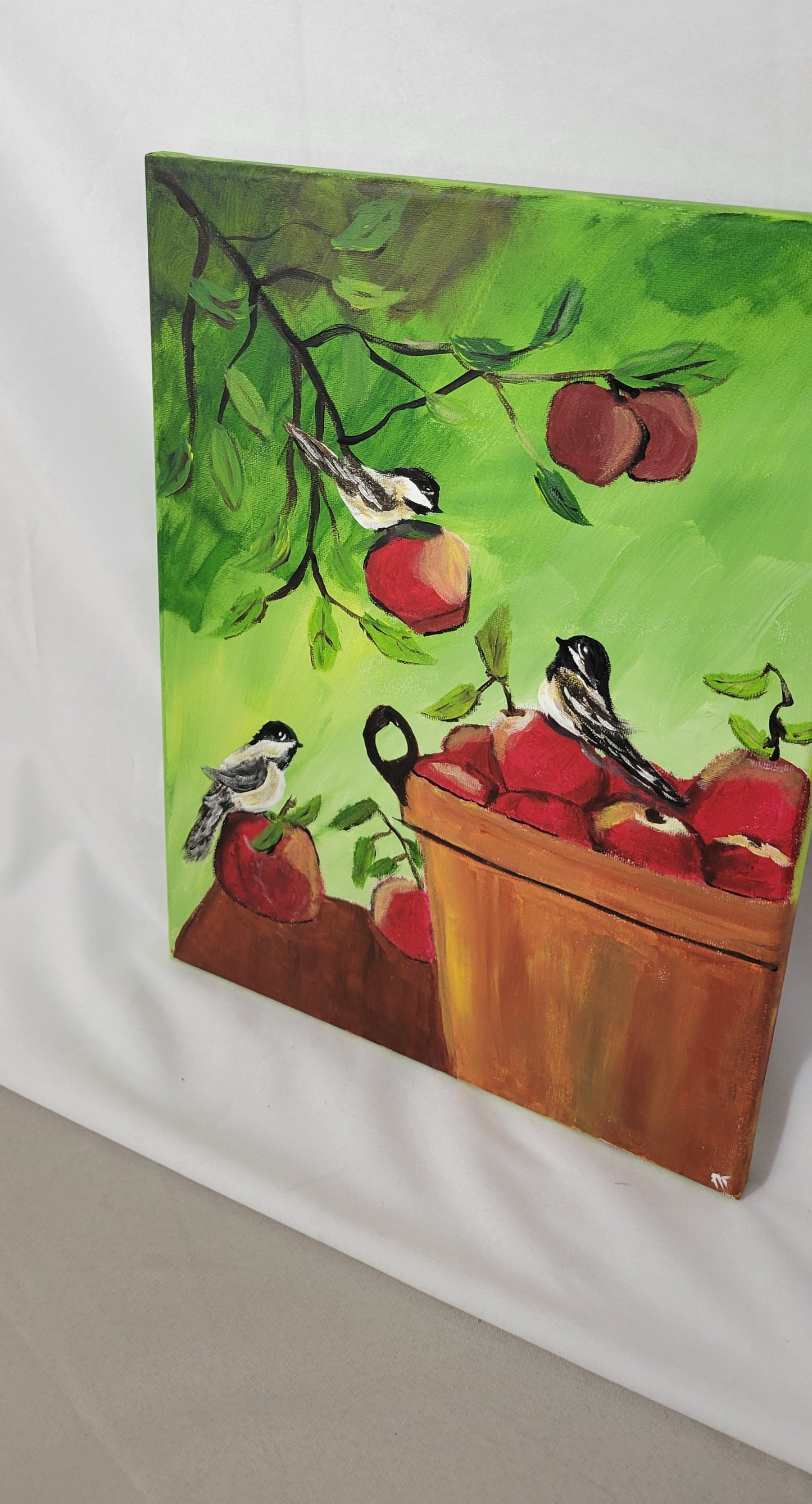 Chickadee Harvest – Acrylic Painting on Canvas