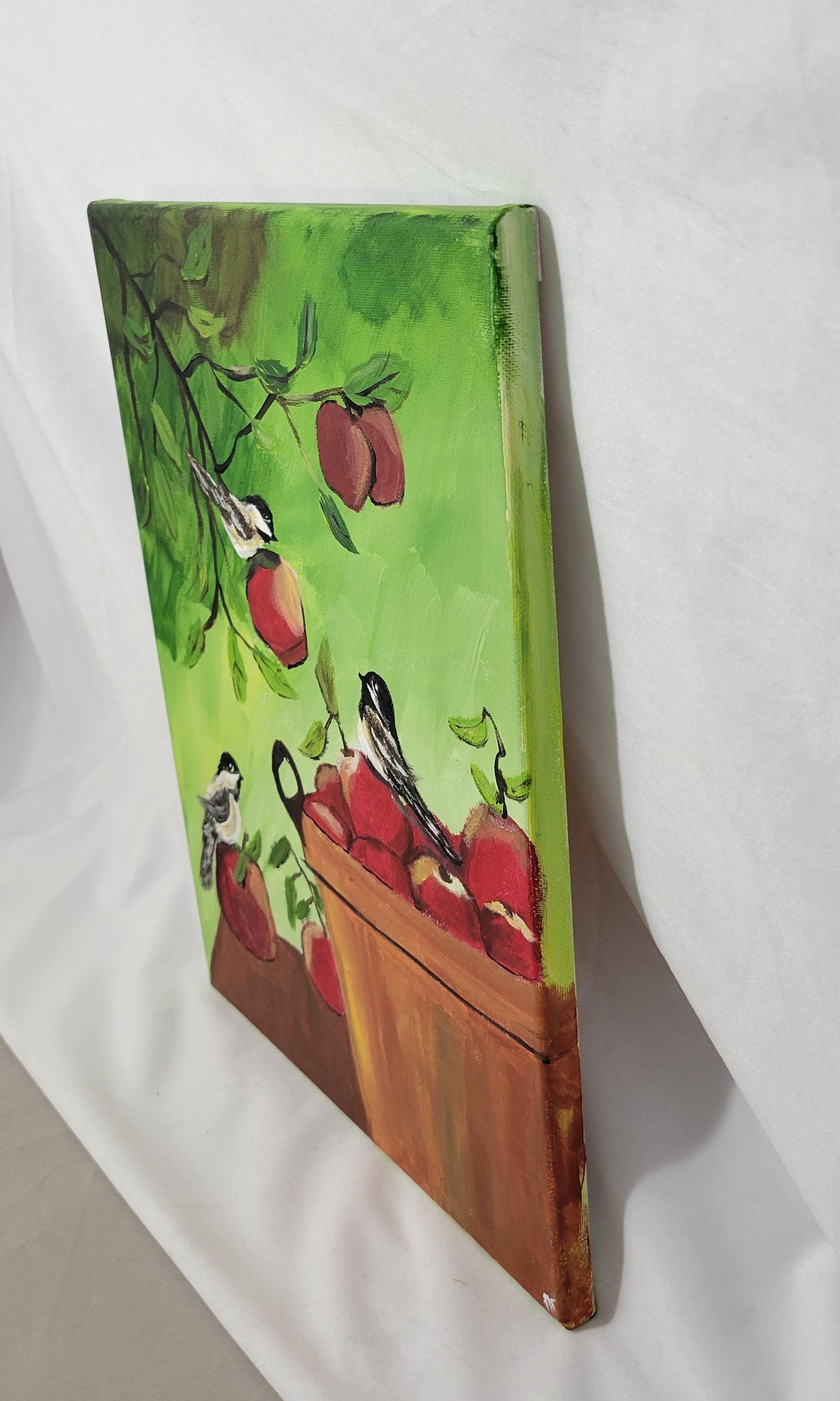 Chickadee Harvest – Acrylic Painting on Canvas
