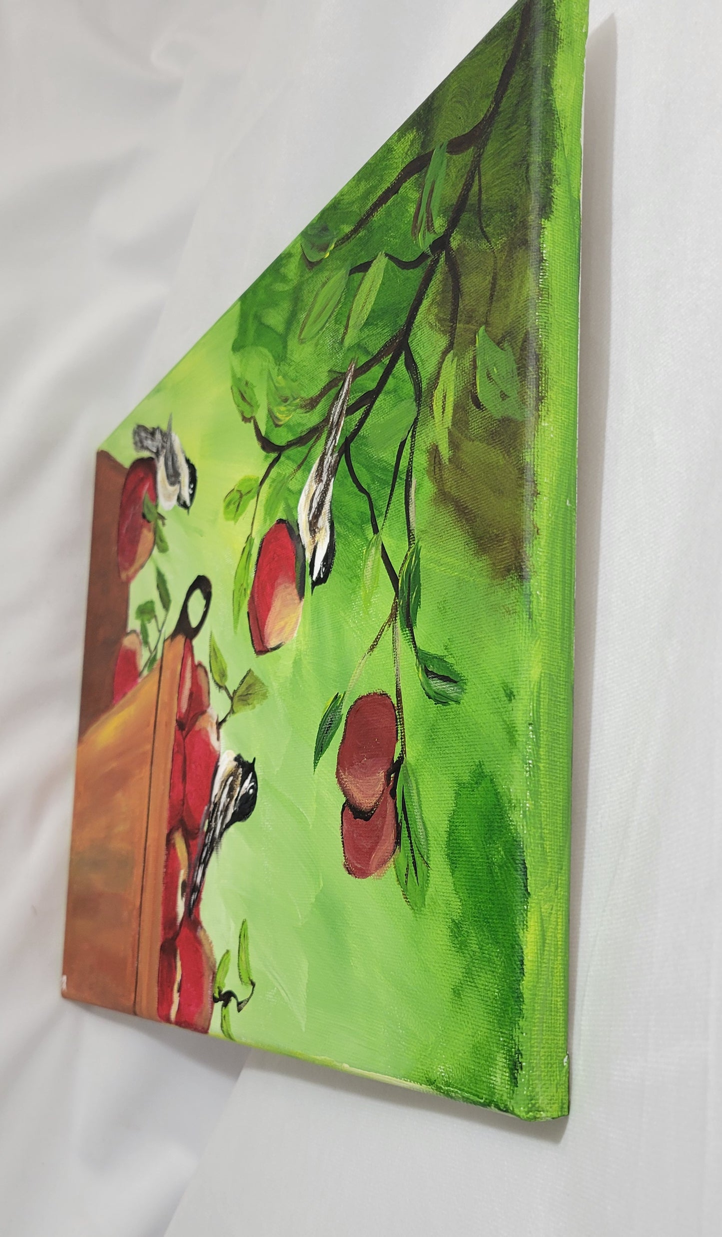 Chickadee Harvest – Acrylic Painting on Canvas