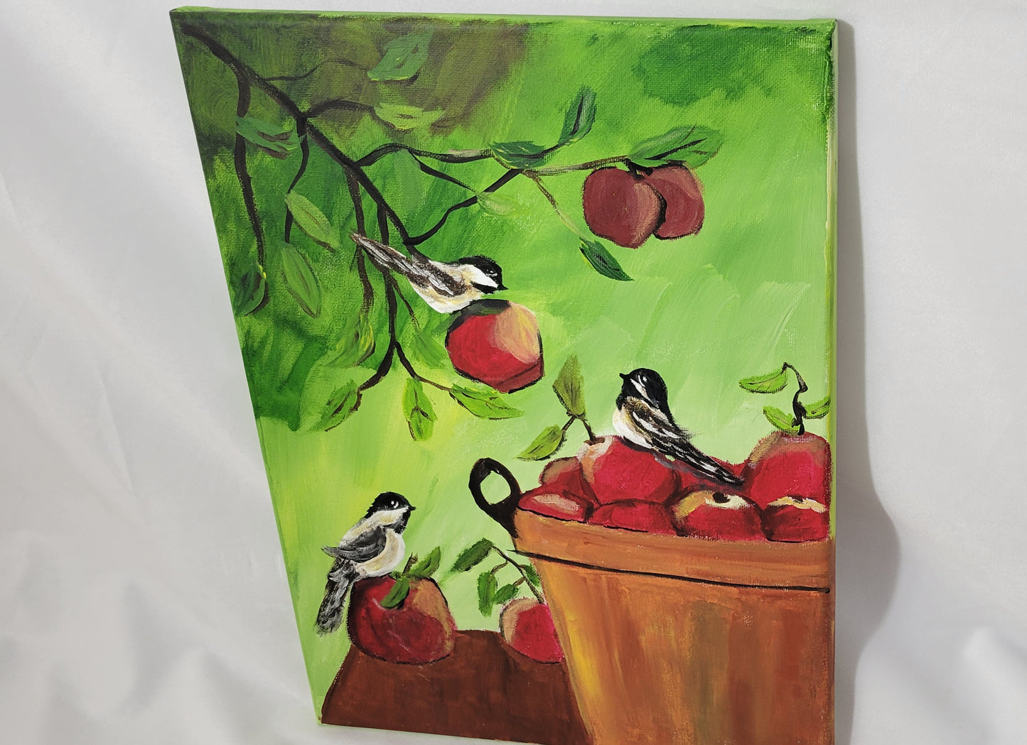 Chickadee Harvest – Acrylic Painting on Canvas