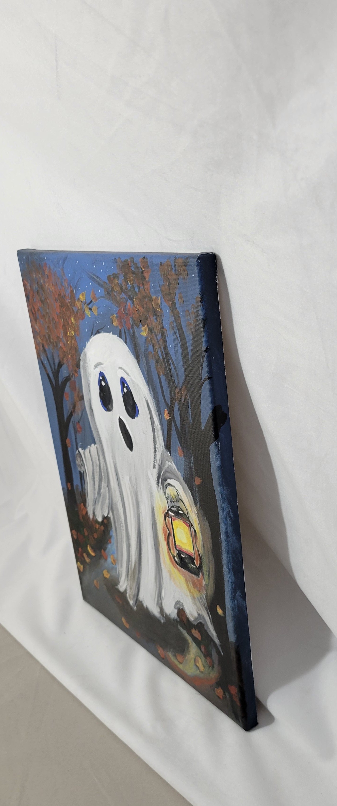 Lantern Lit Boo – A Hauntingly Cozy Night Canvas Wall Art