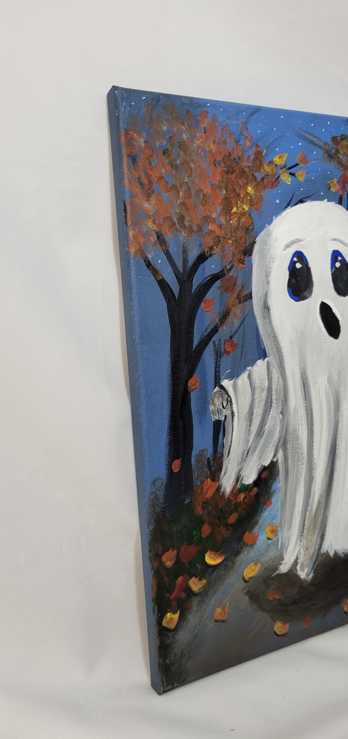 Lantern Lit Boo – A Hauntingly Cozy Night Canvas Wall Art