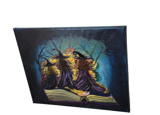 Whispers & Witches – A Midnight Gathering Canvas Painting
