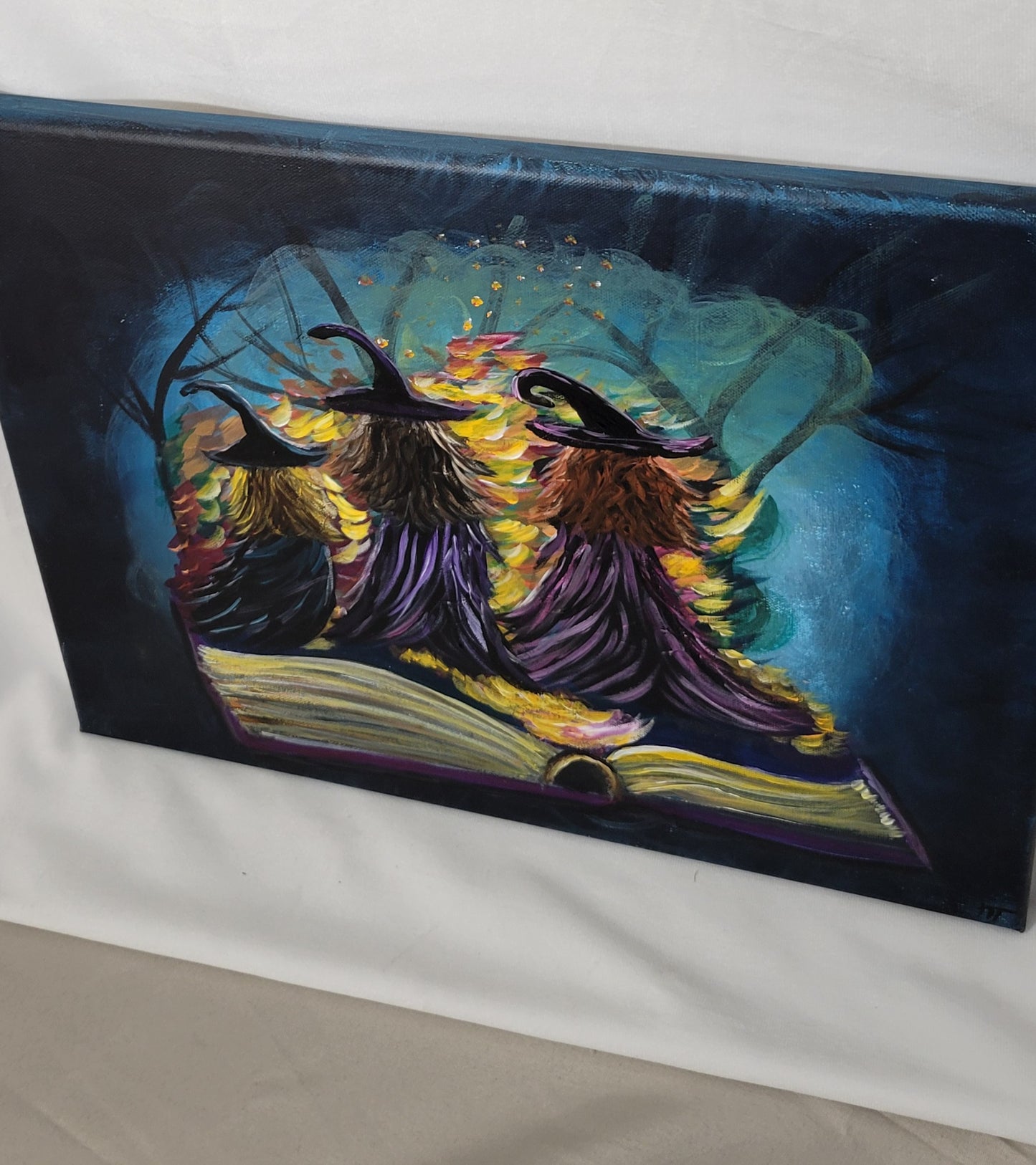 Whispers & Witches – A Midnight Gathering Canvas Painting