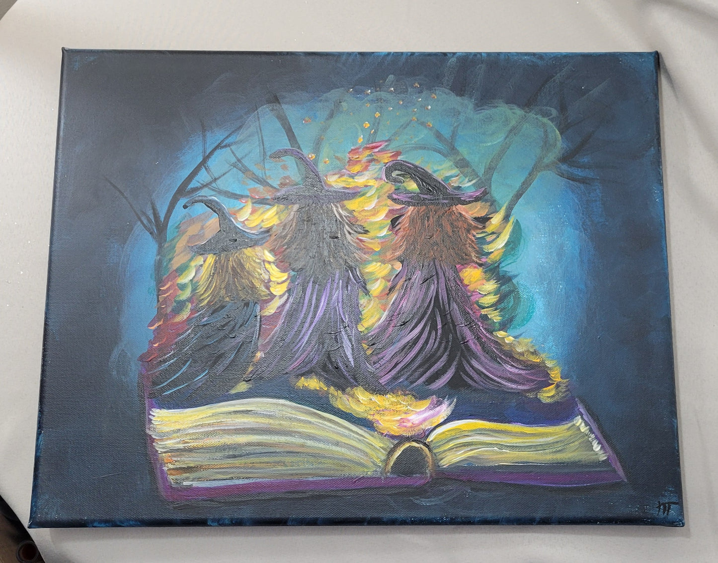 Whispers & Witches – A Midnight Gathering Canvas Painting