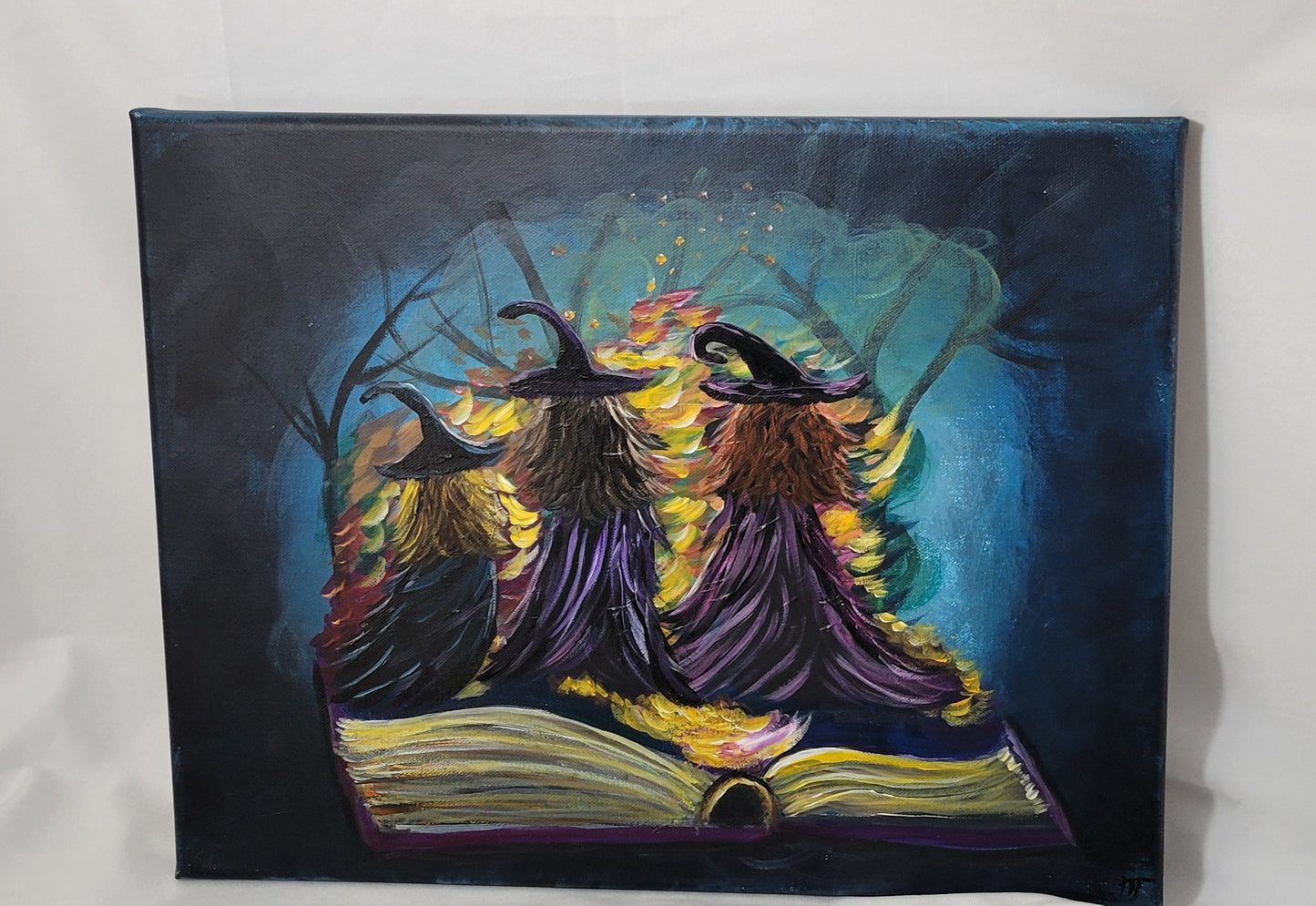 Whispers & Witches – A Midnight Gathering Canvas Painting