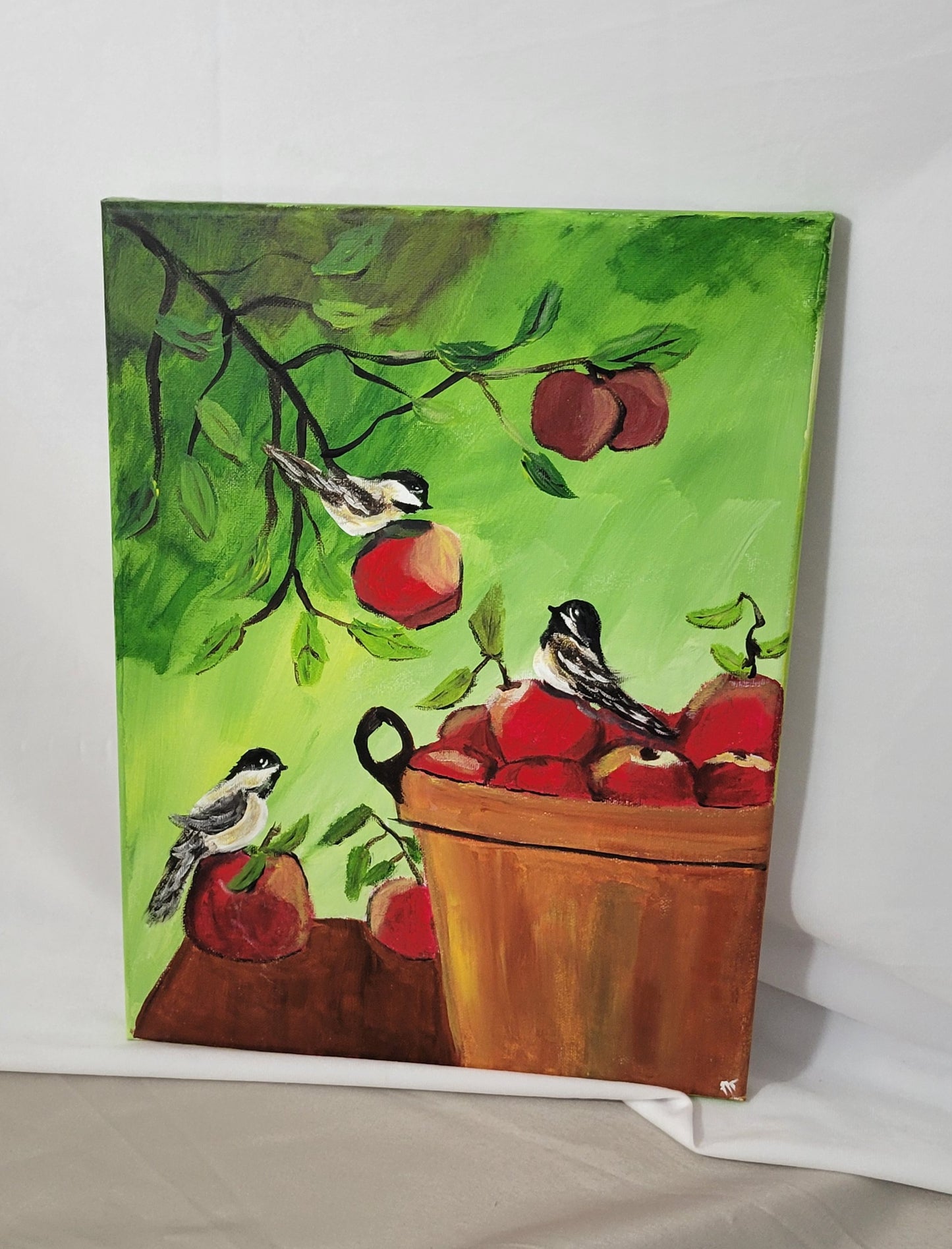 Chickadee Harvest – Acrylic Painting on Canvas