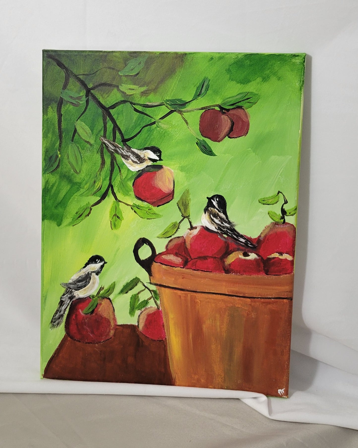 Chickadee Harvest – Acrylic Painting on Canvas