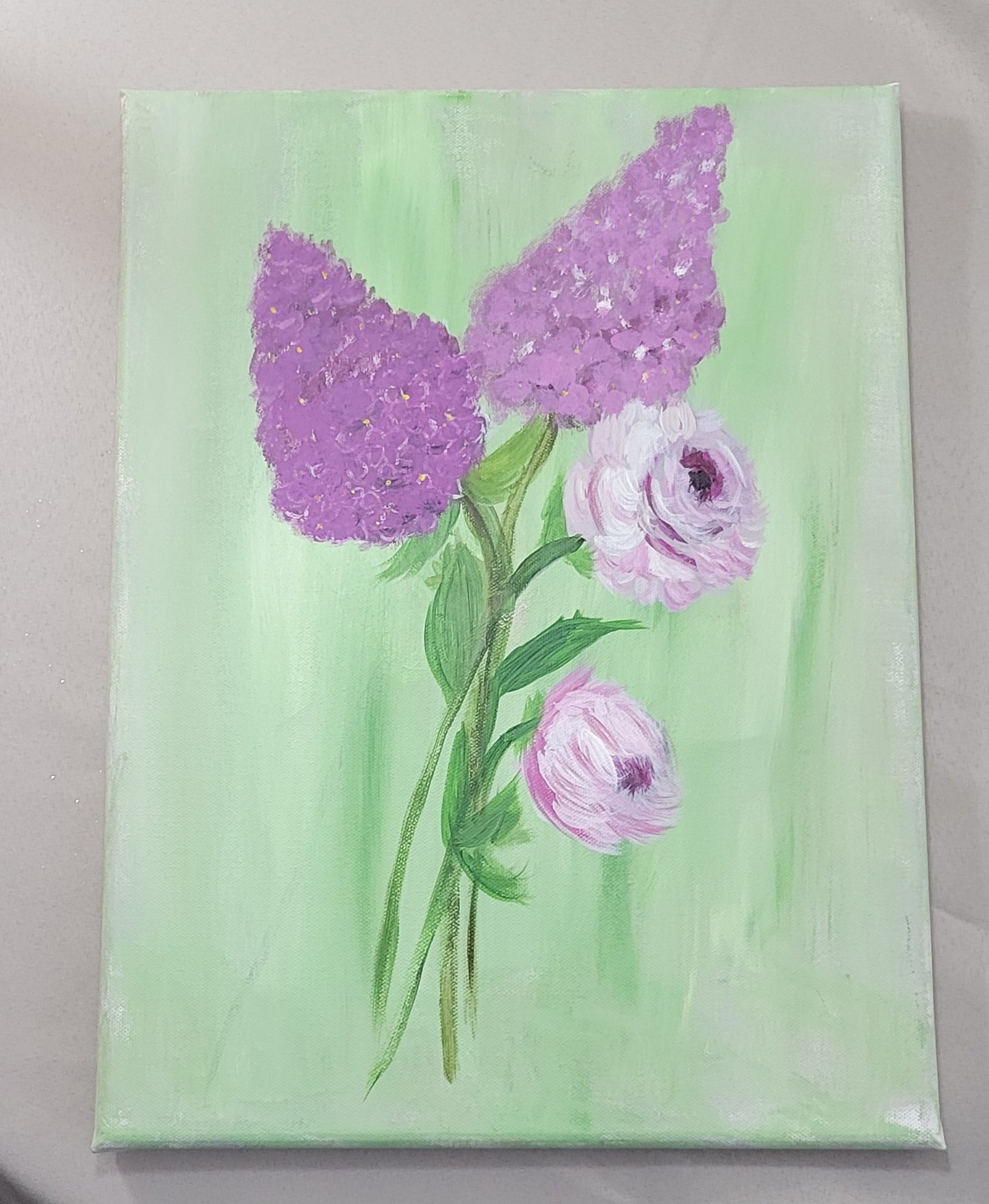 Whispers of Lilac – Hand Painted Lilacs & Peonies Canvas Art