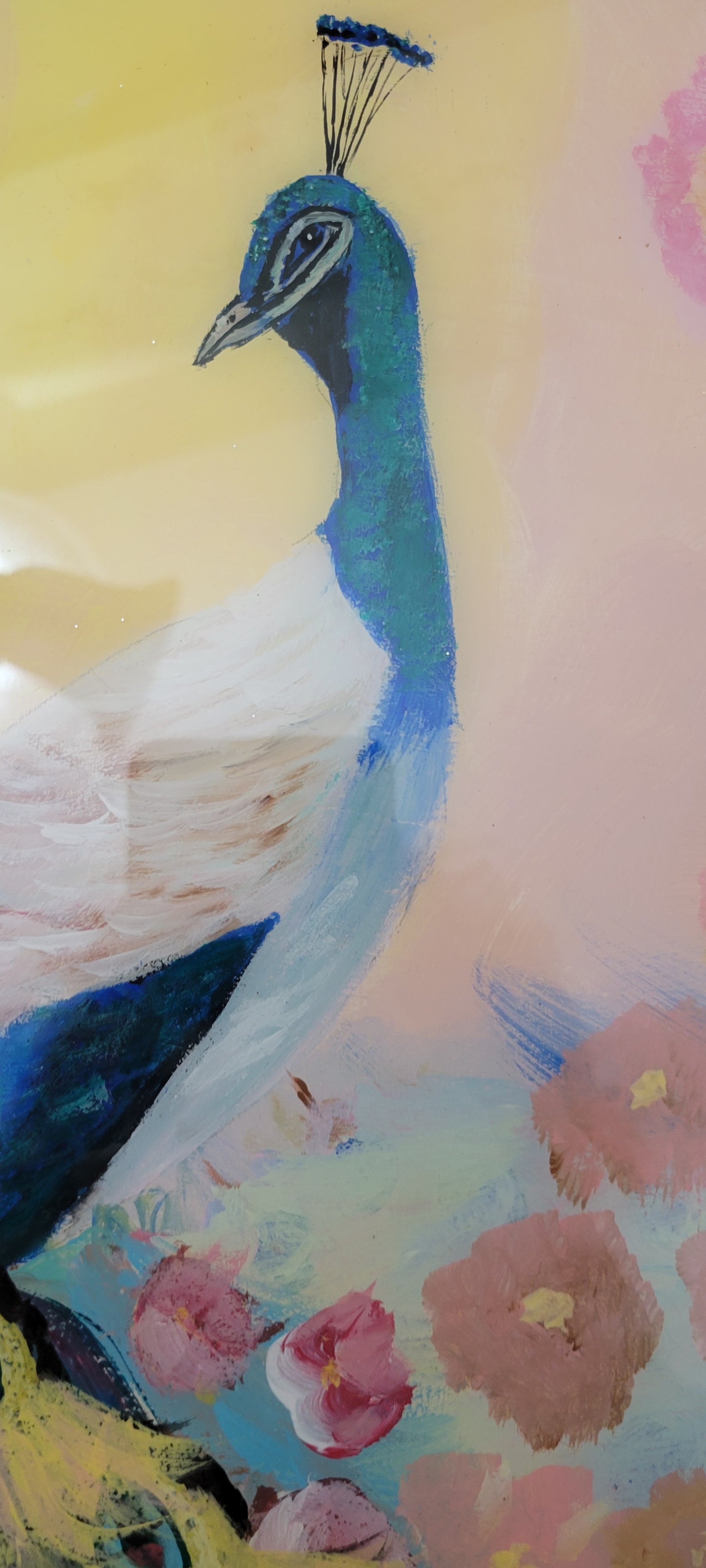 Peacock Reverie – Epoxy Sealed Peacock & Bloom Wall Decor