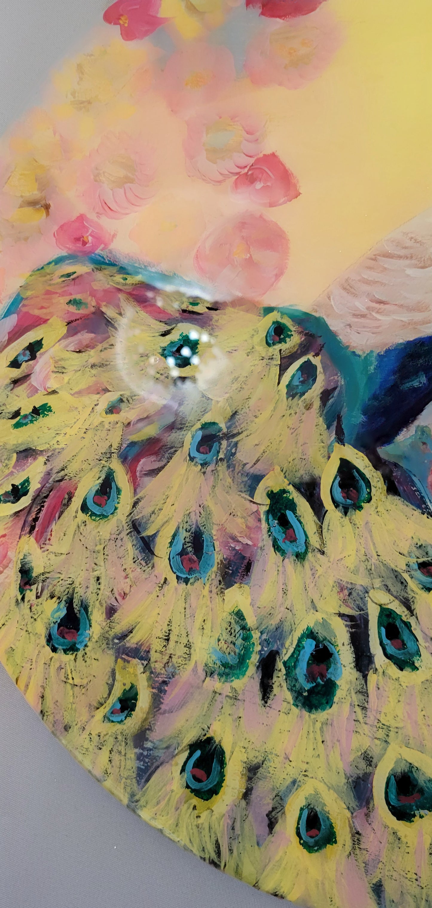 Peacock Reverie – Epoxy Sealed Peacock & Bloom Wall Decor