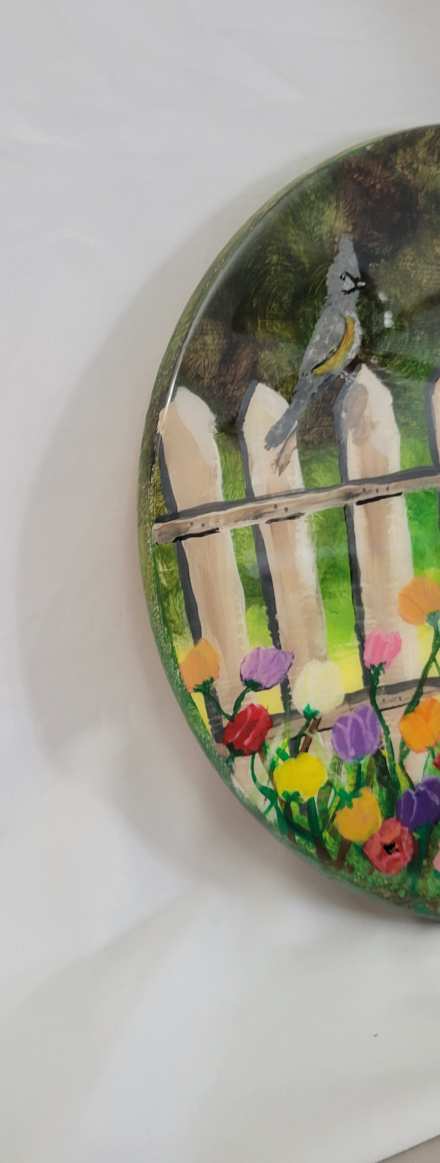 Garden Greetings – Hand Painted Bird & Flower Fence Round