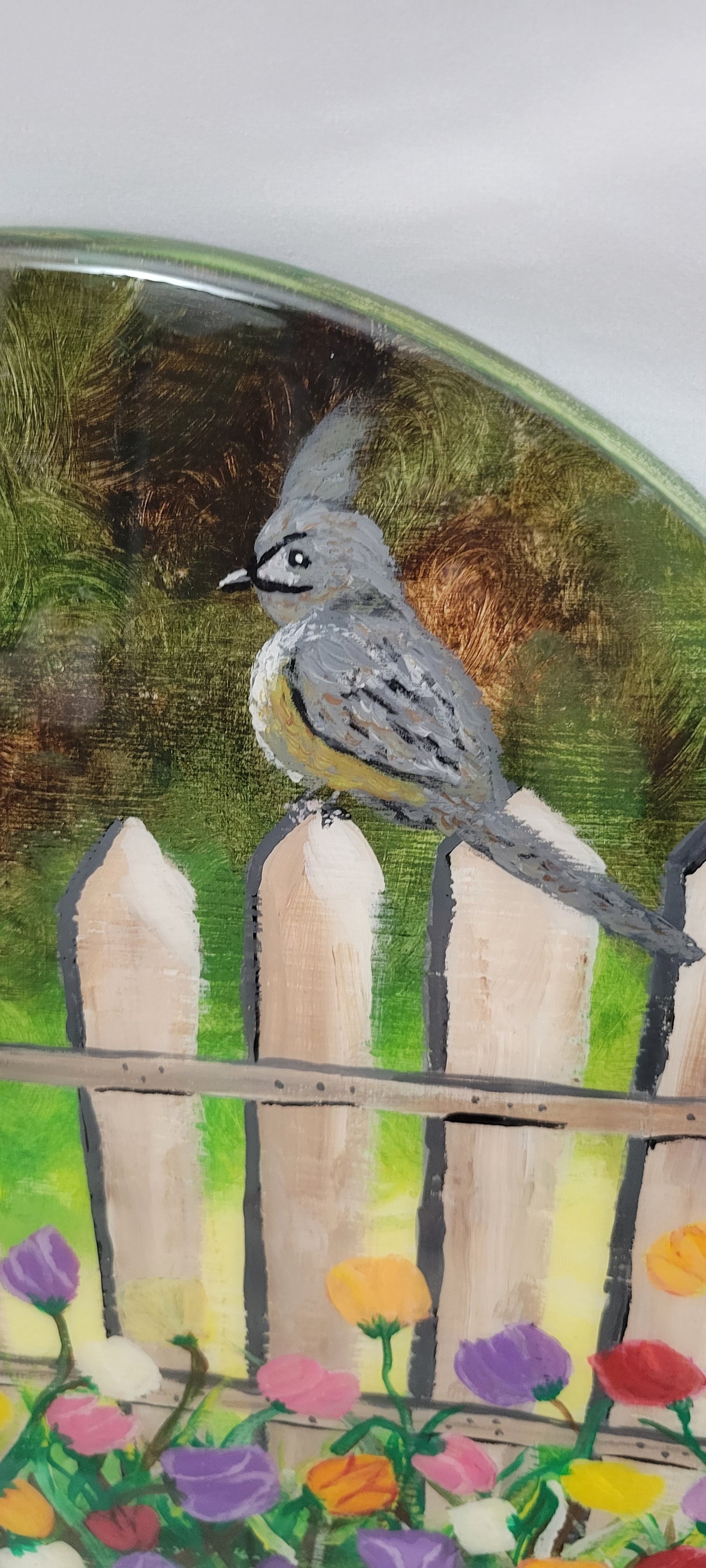 Garden Greetings – Hand Painted Bird & Flower Fence Round