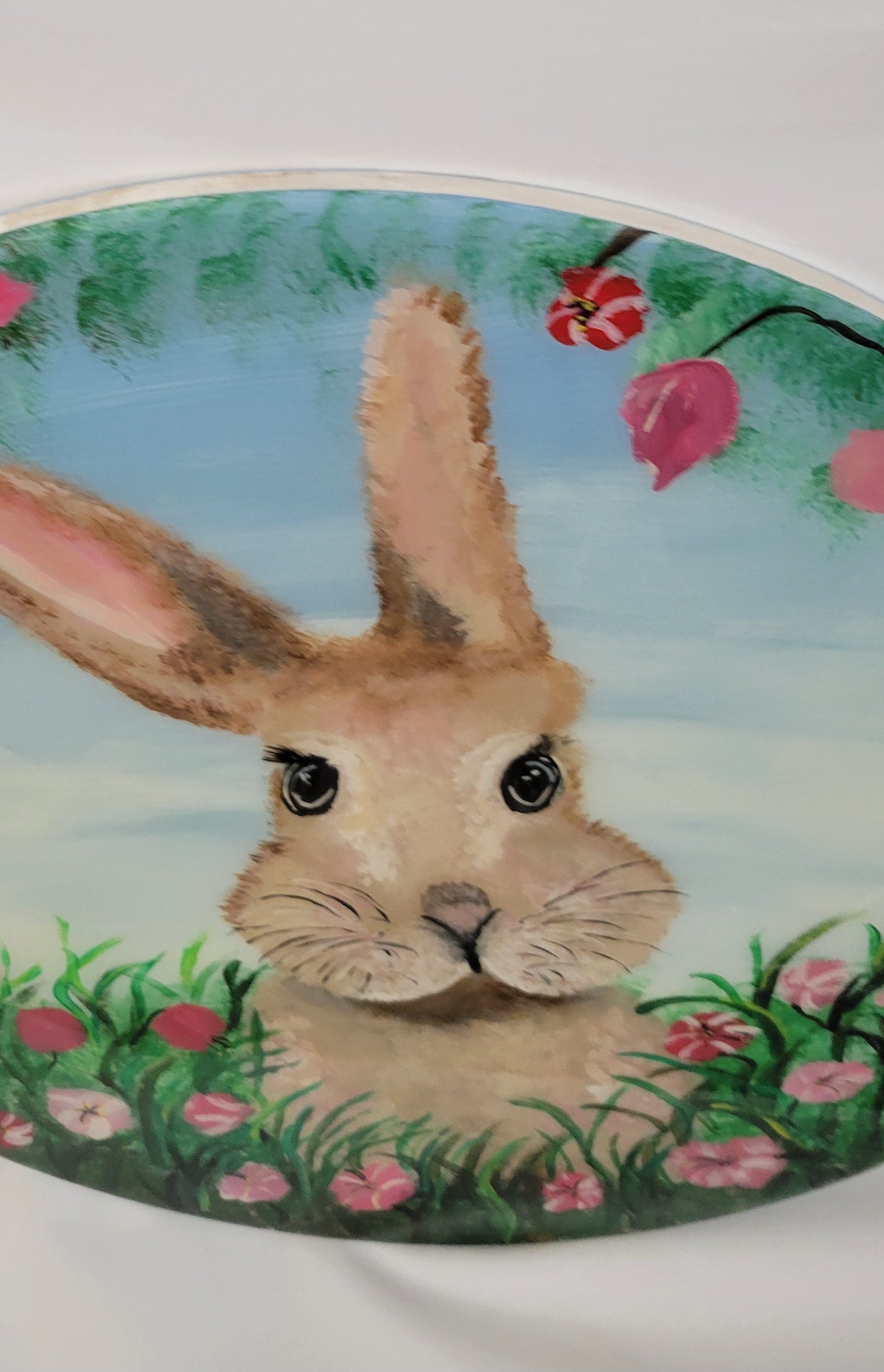 Peeking Through Petals – Epoxy Sealed Bunny Wall Art
