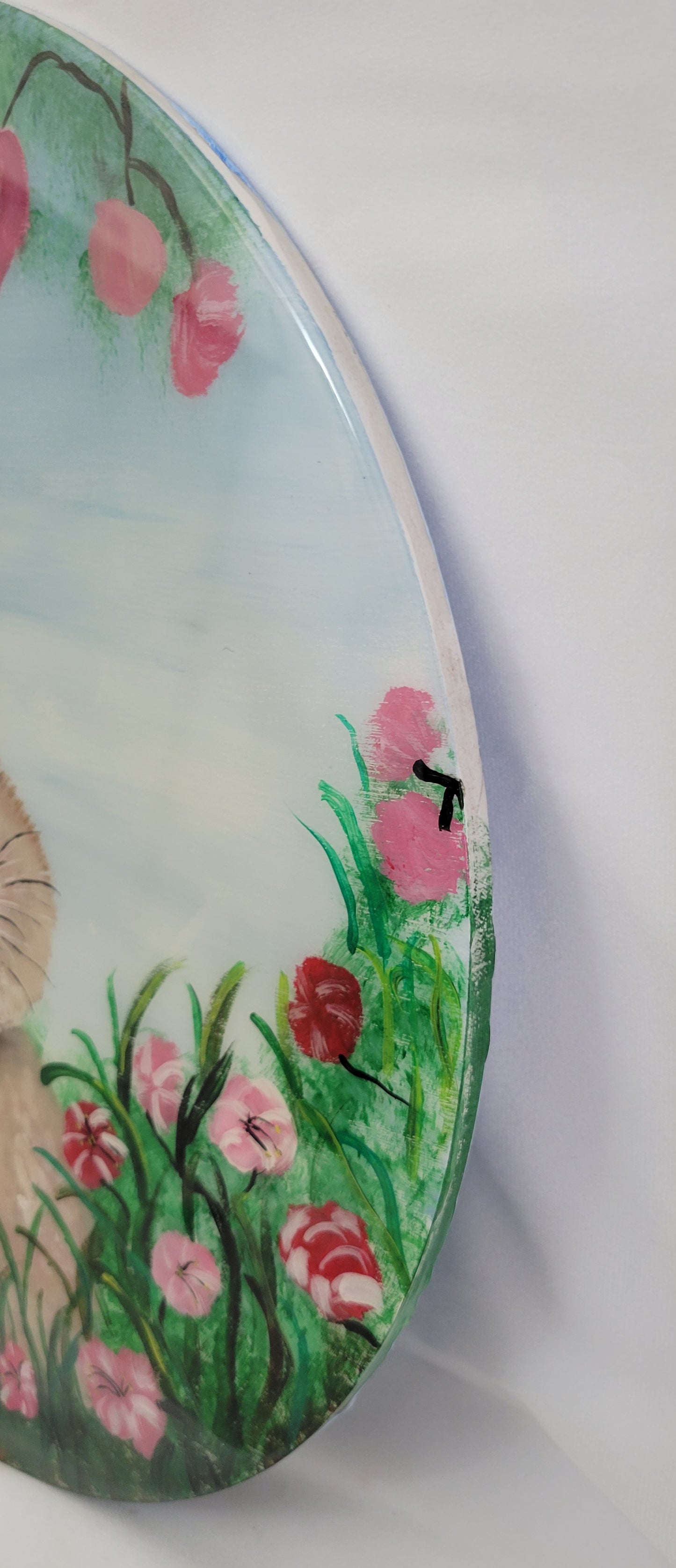 Peeking Through Petals – Epoxy Sealed Bunny Wall Art