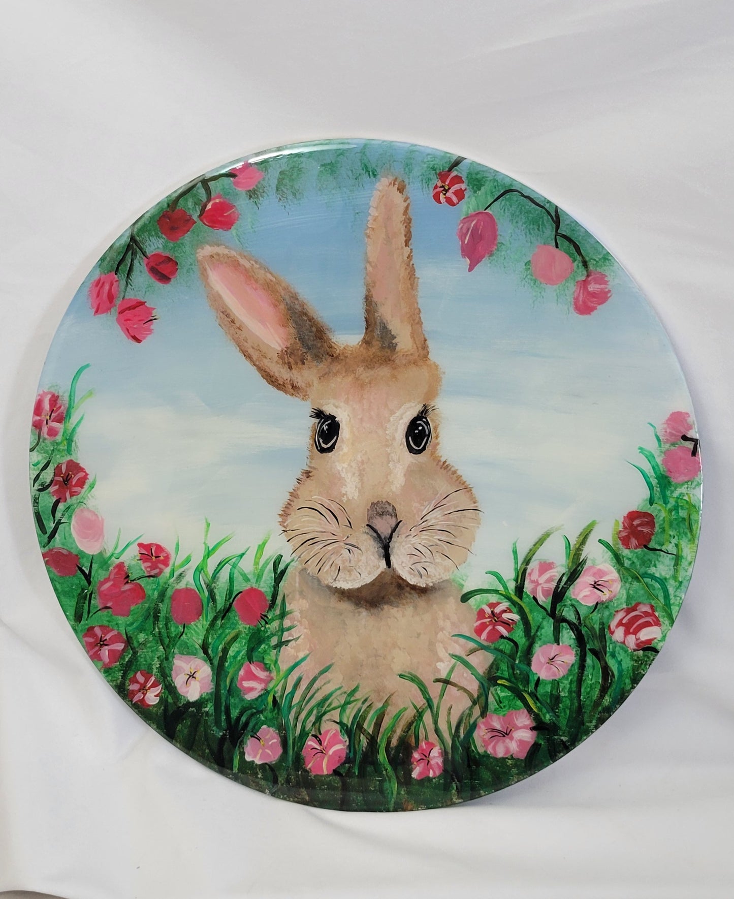 Peeking Through Petals – Epoxy Sealed Bunny Wall Art