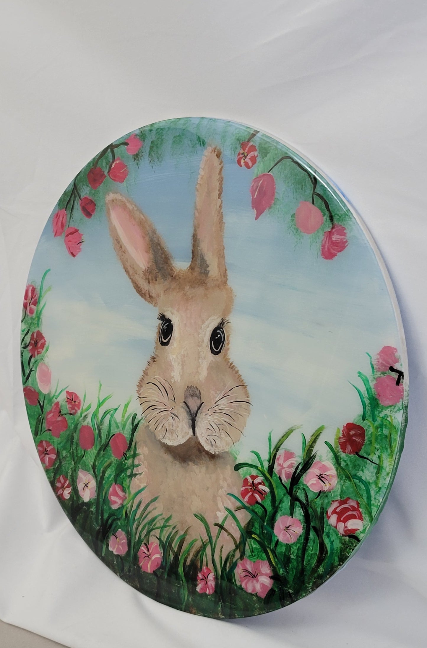 Peeking Through Petals – Epoxy Sealed Bunny Wall Art