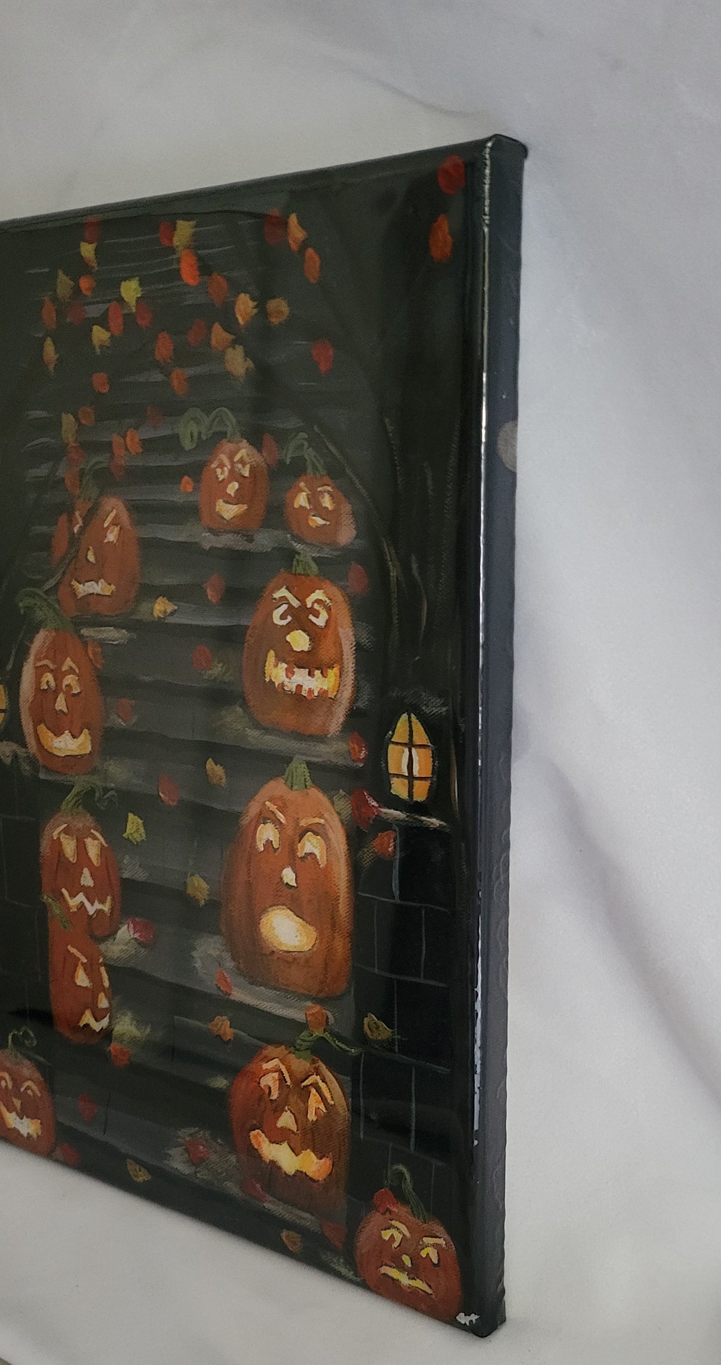 Jack-o'-Lantern Mischief March – Epoxy Sealed Halloween Canvas Wall Art