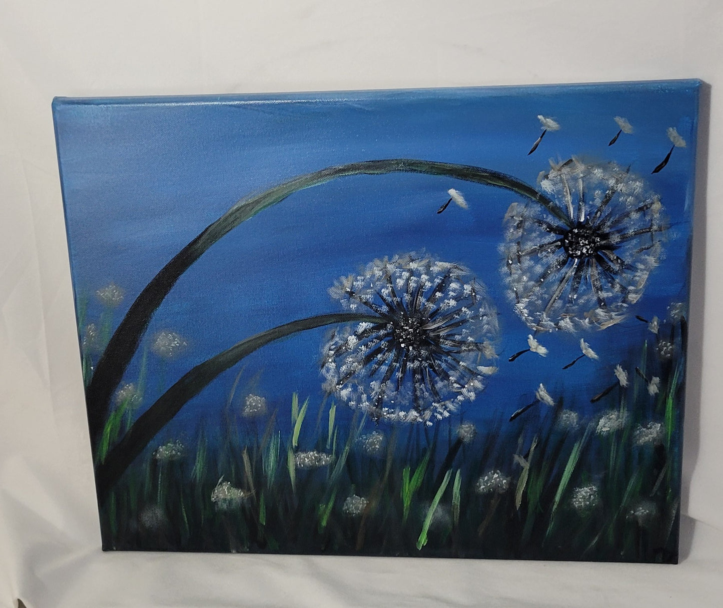 Wishes in the Wind – Hand Painted Dandelion Canvas Wall Art