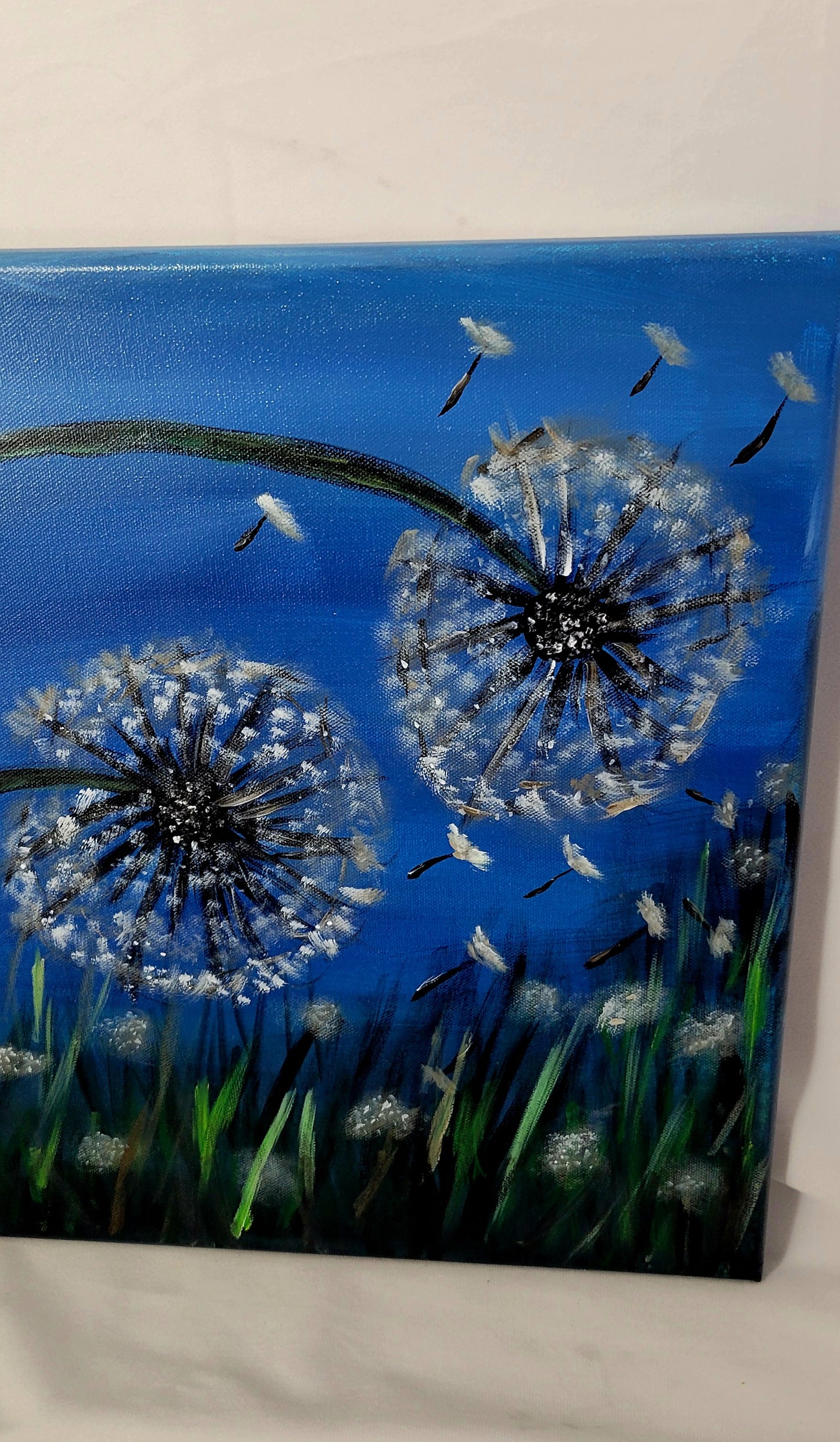 Wishes in the Wind – Hand Painted Dandelion Canvas Wall Art