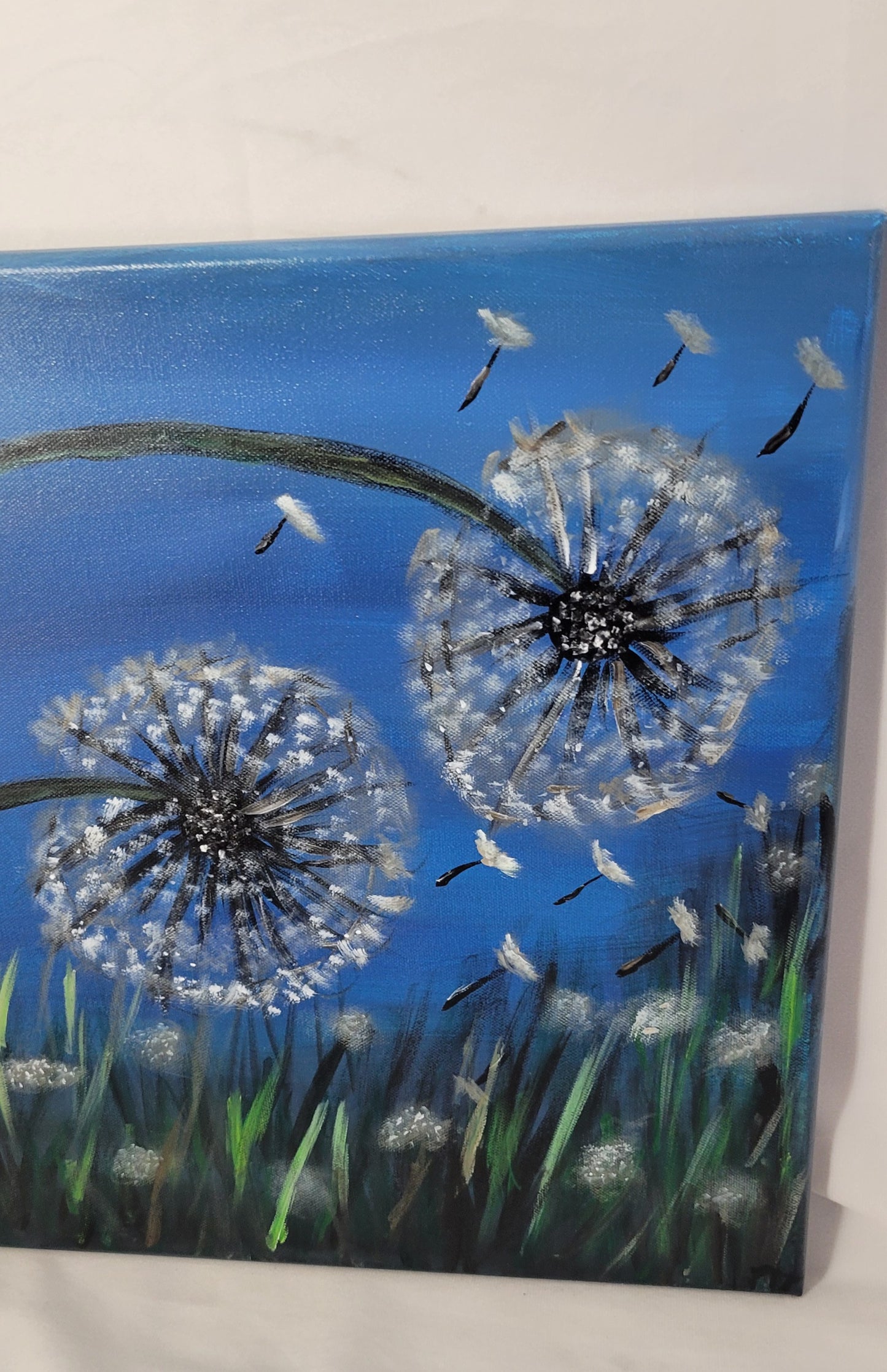 Wishes in the Wind – Hand Painted Dandelion Canvas Wall Art