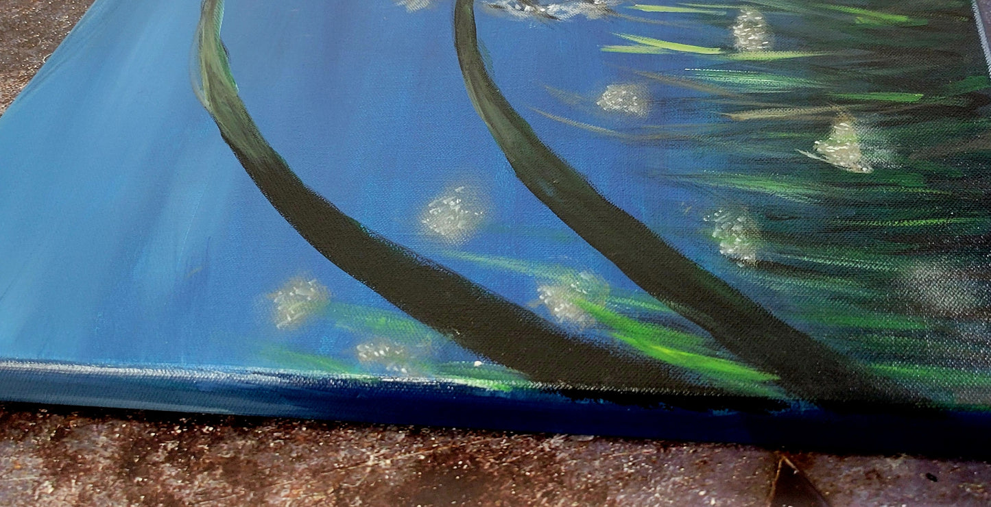 Wishes in the Wind – Hand Painted Dandelion Canvas Wall Art