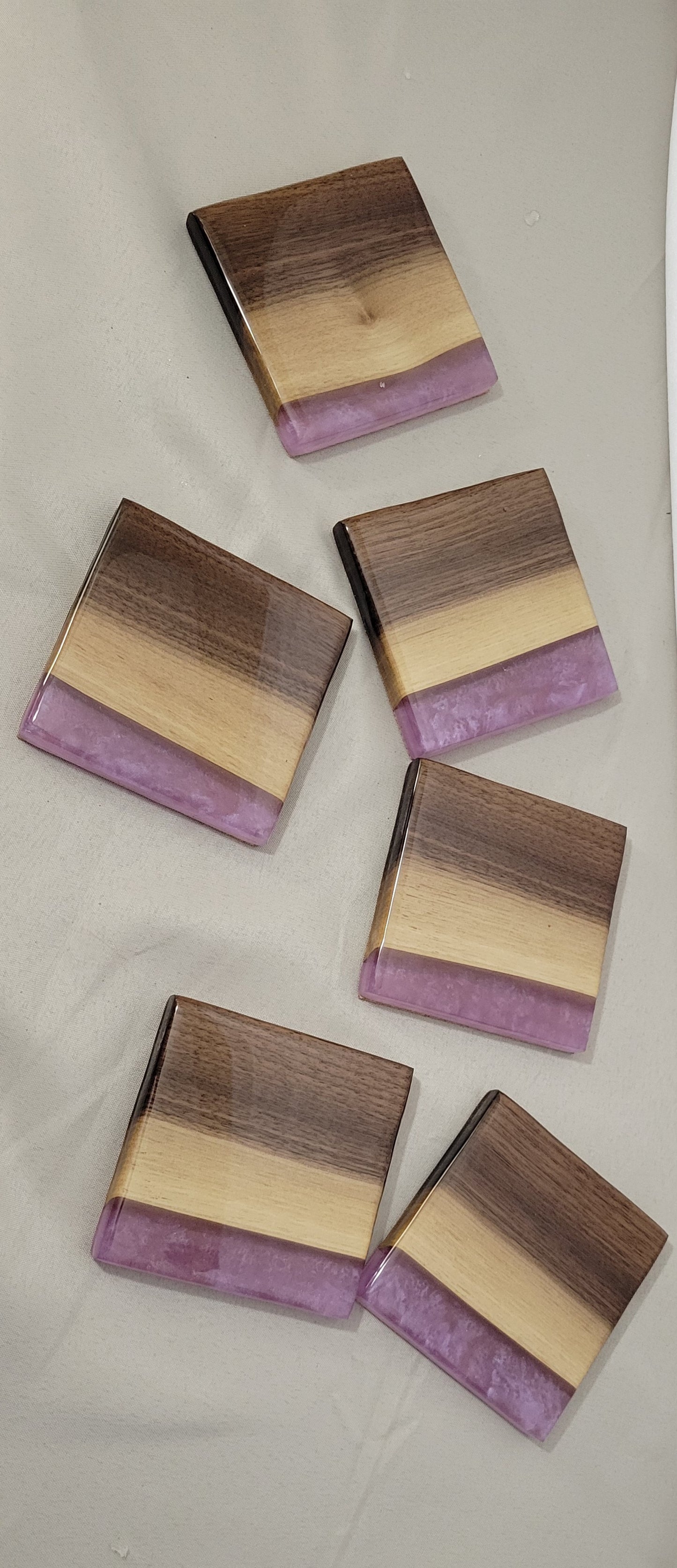 Lavender Drift – Handmade Epoxy & Black Walnut Coasters