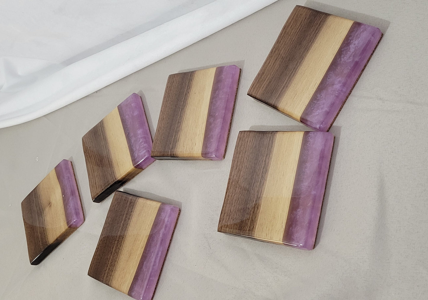 Lavender Drift – Handmade Epoxy & Black Walnut Coasters