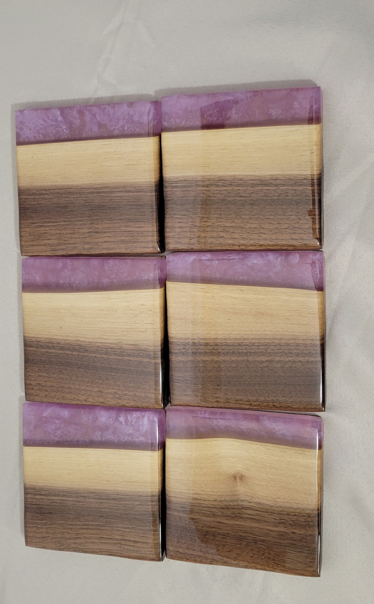 Lavender Drift – Handmade Epoxy & Black Walnut Coasters