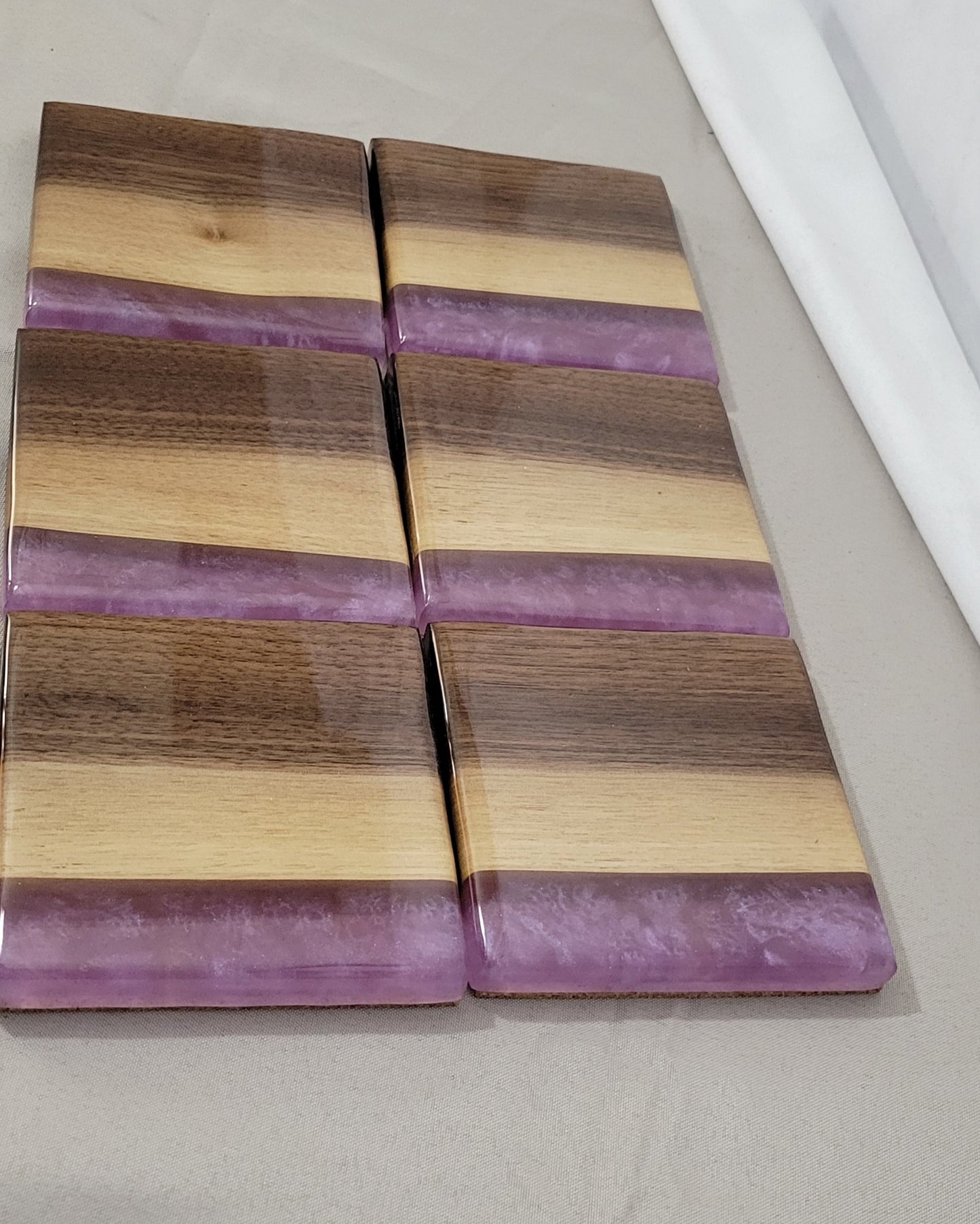 Lavender Drift – Handmade Epoxy & Black Walnut Coasters