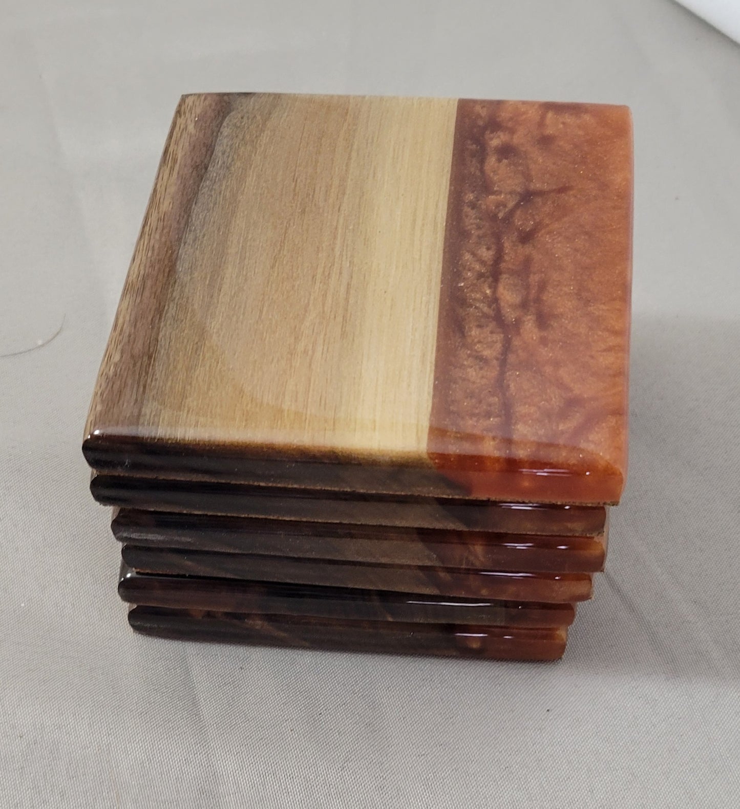 Copper Creek – Black Walnut Coaster Set with Copper Epoxy