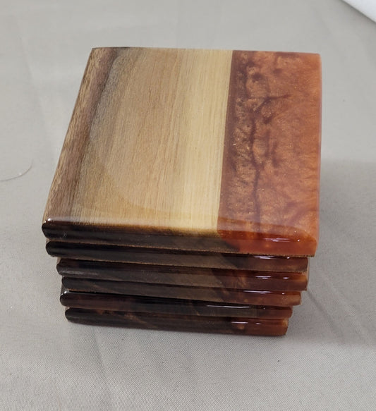 Copper Creek – Black Walnut Coaster Set with Copper Epoxy