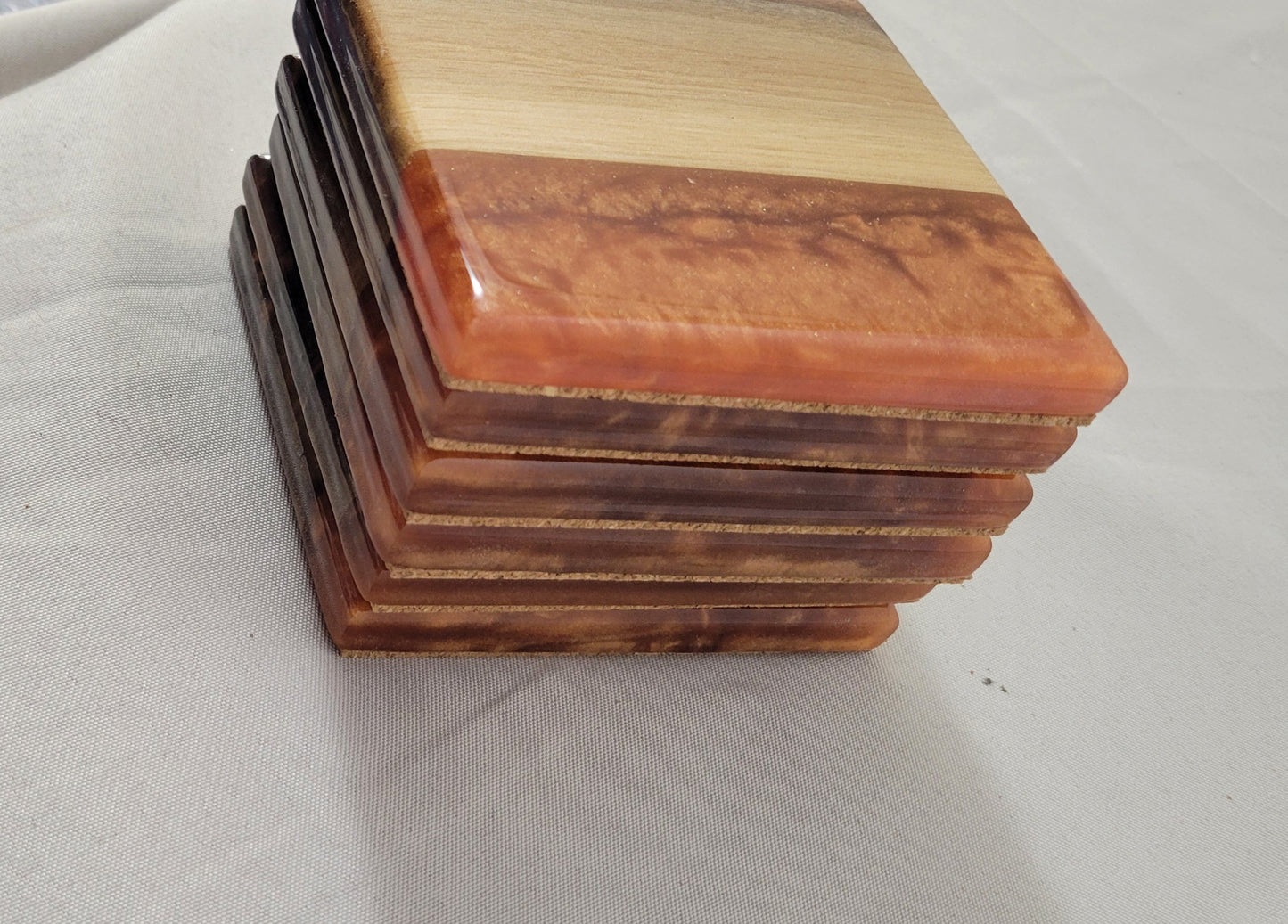 Copper Creek – Black Walnut Coaster Set with Copper Epoxy