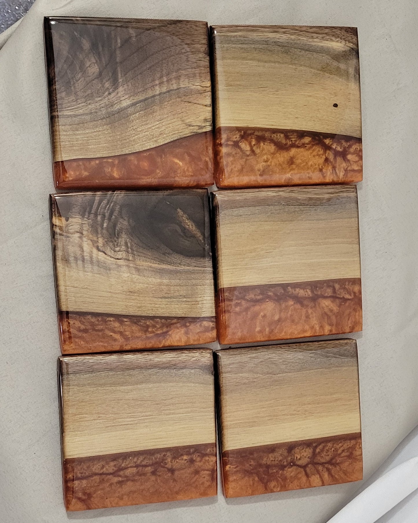 Copper Creek – Black Walnut Coaster Set with Copper Epoxy
